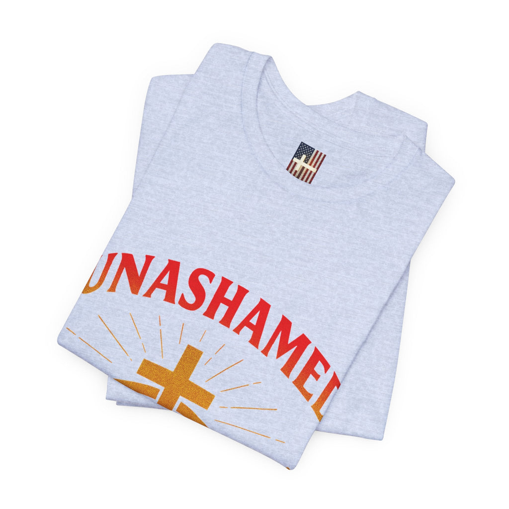 Unashamed T-shirt – Ichthys Jesus Fish & Cross Christian T-shirt for Romans 1:16 Bold Faith Printify