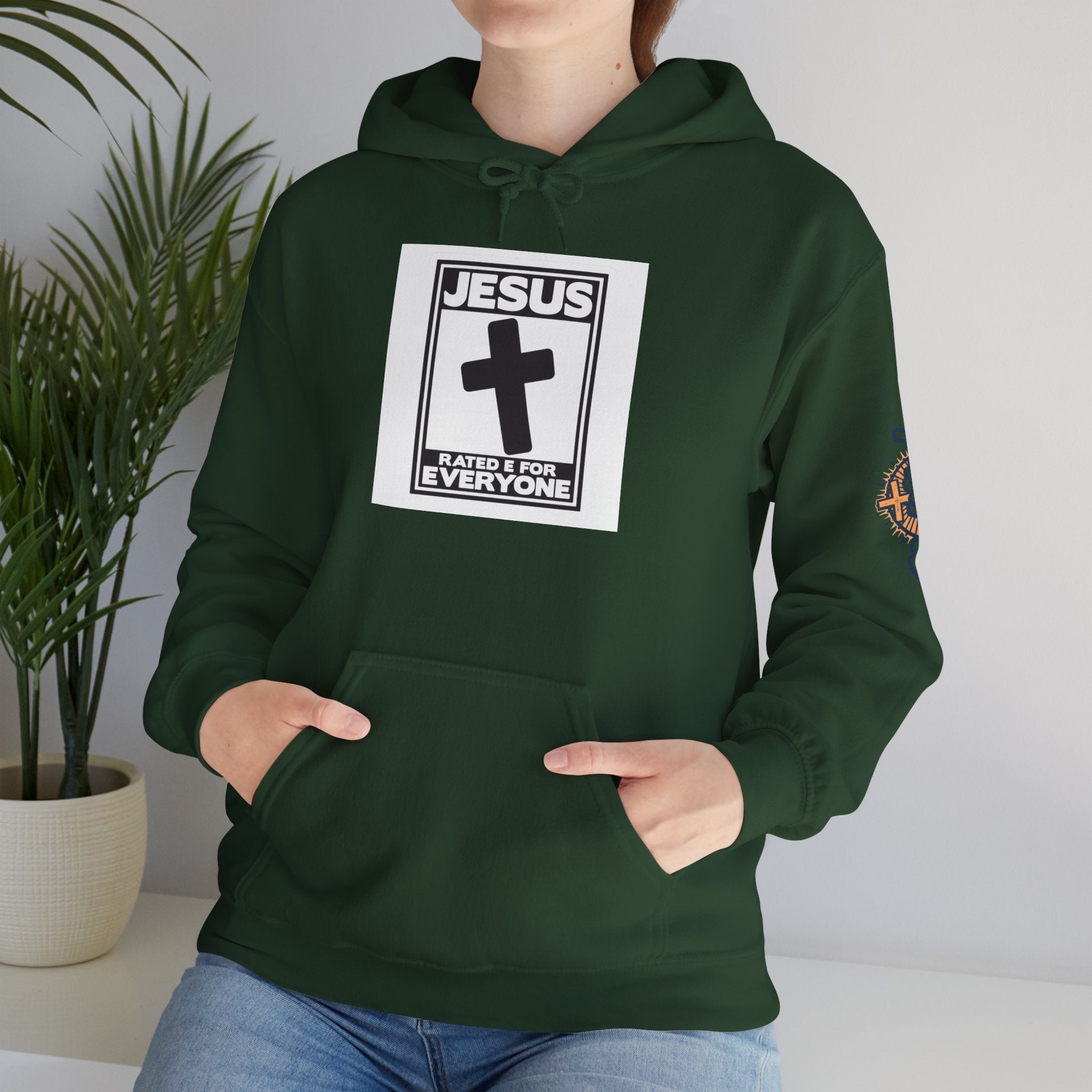 Jesus, Rated E for Everyone Hoodie - Gamer Faith Hoodie - Christian Video Game Parody Printify