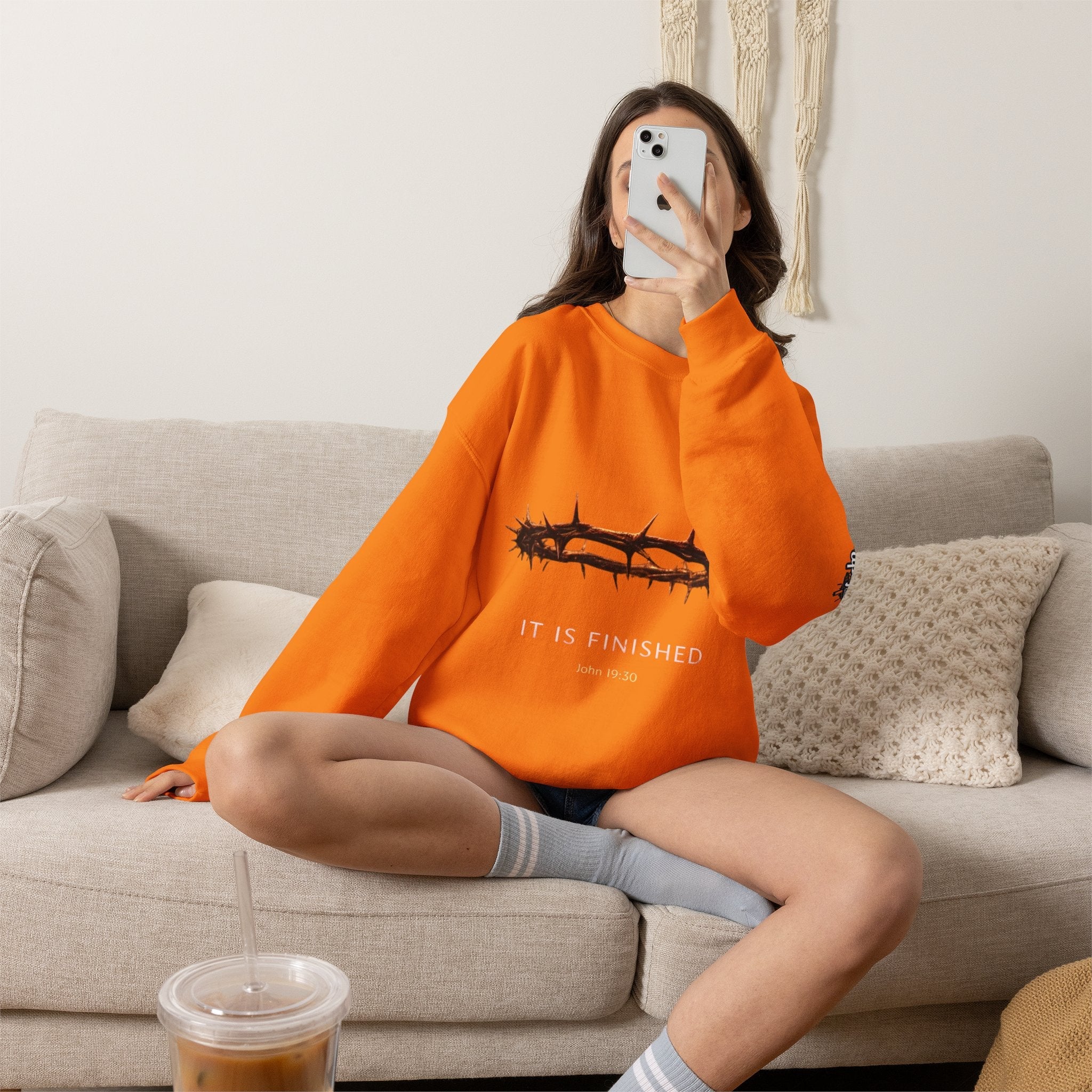 It Is Finished Crown of Thorns Sweatshirt — Christian John 19:30 Faith Sweatshirt Printify