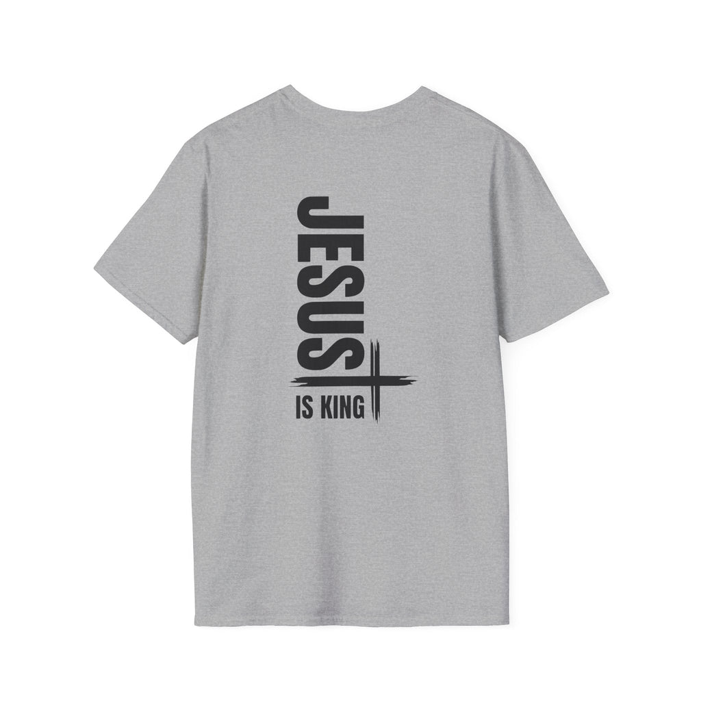 Jesus Is King T-shirt | Modern Typographic Cross Christian T-shirt Printify