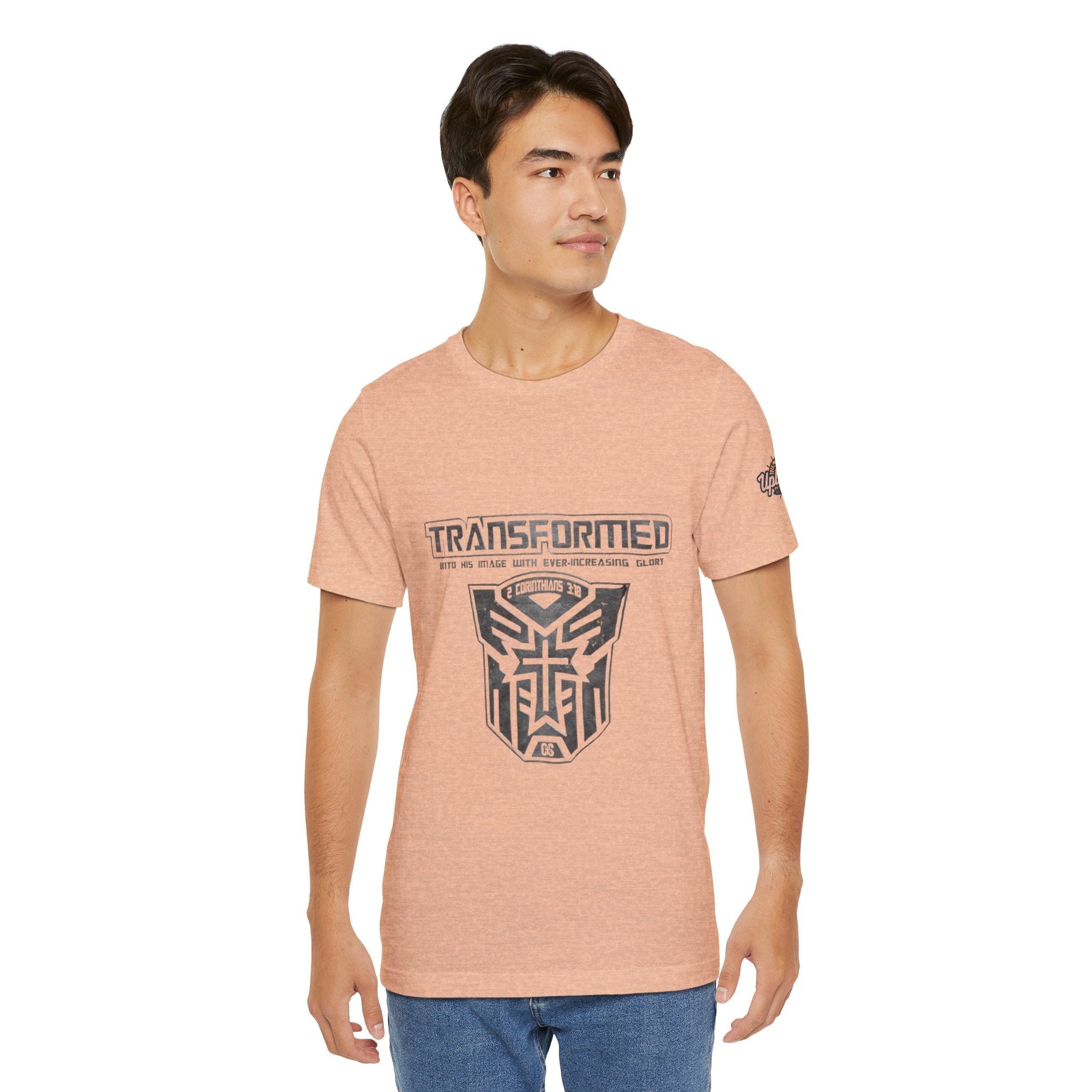 Transformer Logo Christian T-shirt | 2 Corinthians 3:18 Bible Verse T-shirt Printify