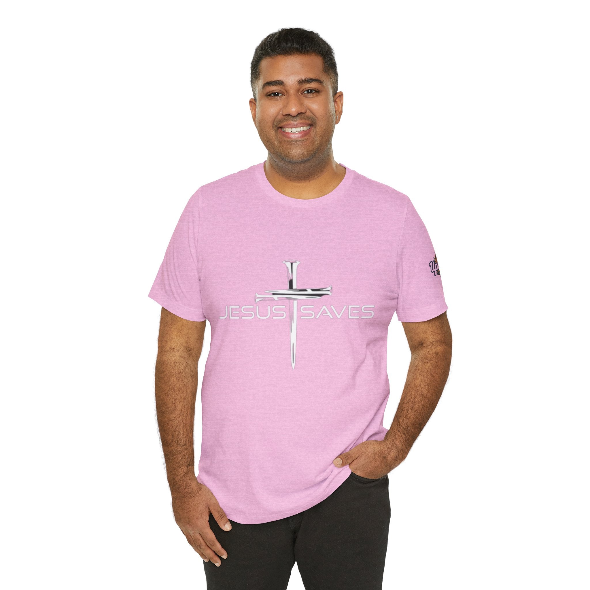 Jesus Saves T-shirt – 3 Nails Crucifix Cross Christian T-shirt for Redemption Faith & Bold Salvation Printify