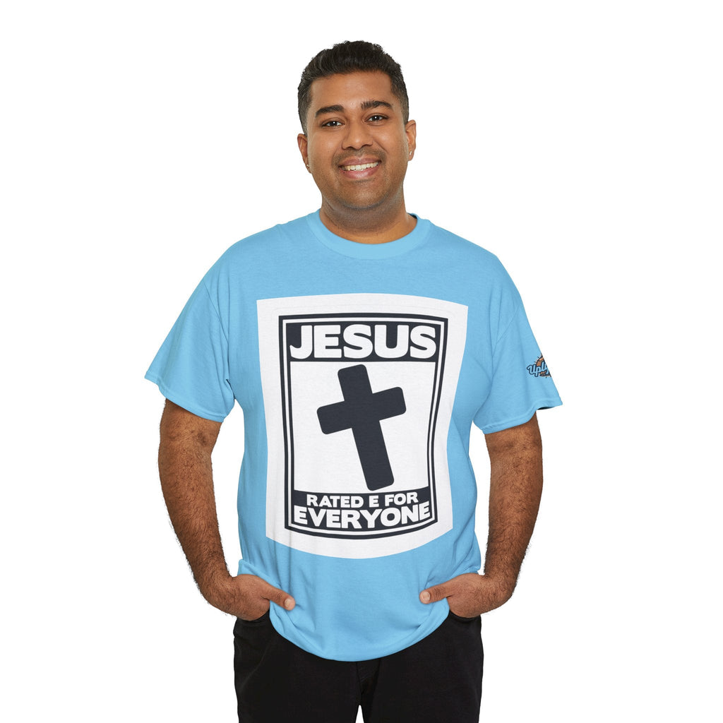 Jesus, Rated E for Everyone T-shirt - Gamer Faith T-shirt - Christian Video Game Parody Printify