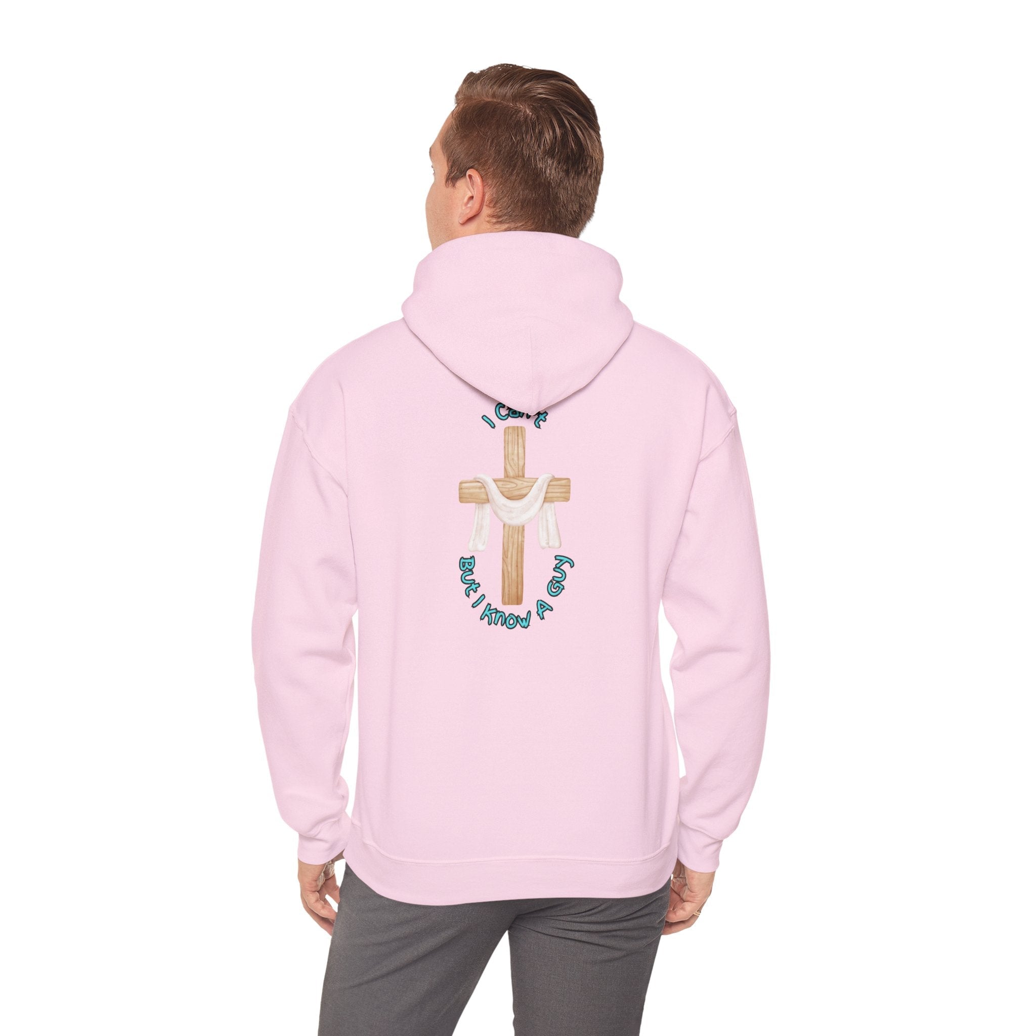 I Can’t, But I Know a Guy Hoodie – Jesus Cross Christian Hoodie for Cozy Faith Printify