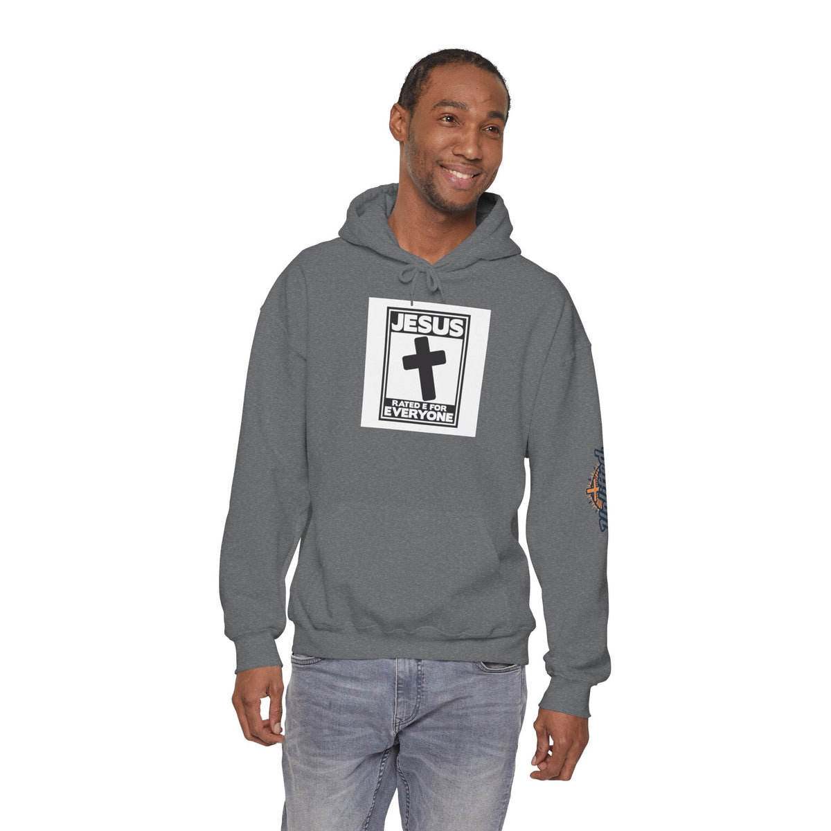 Jesus, Rated E for Everyone Hoodie - Gamer Faith Hoodie - Christian Video Game Parody Printify