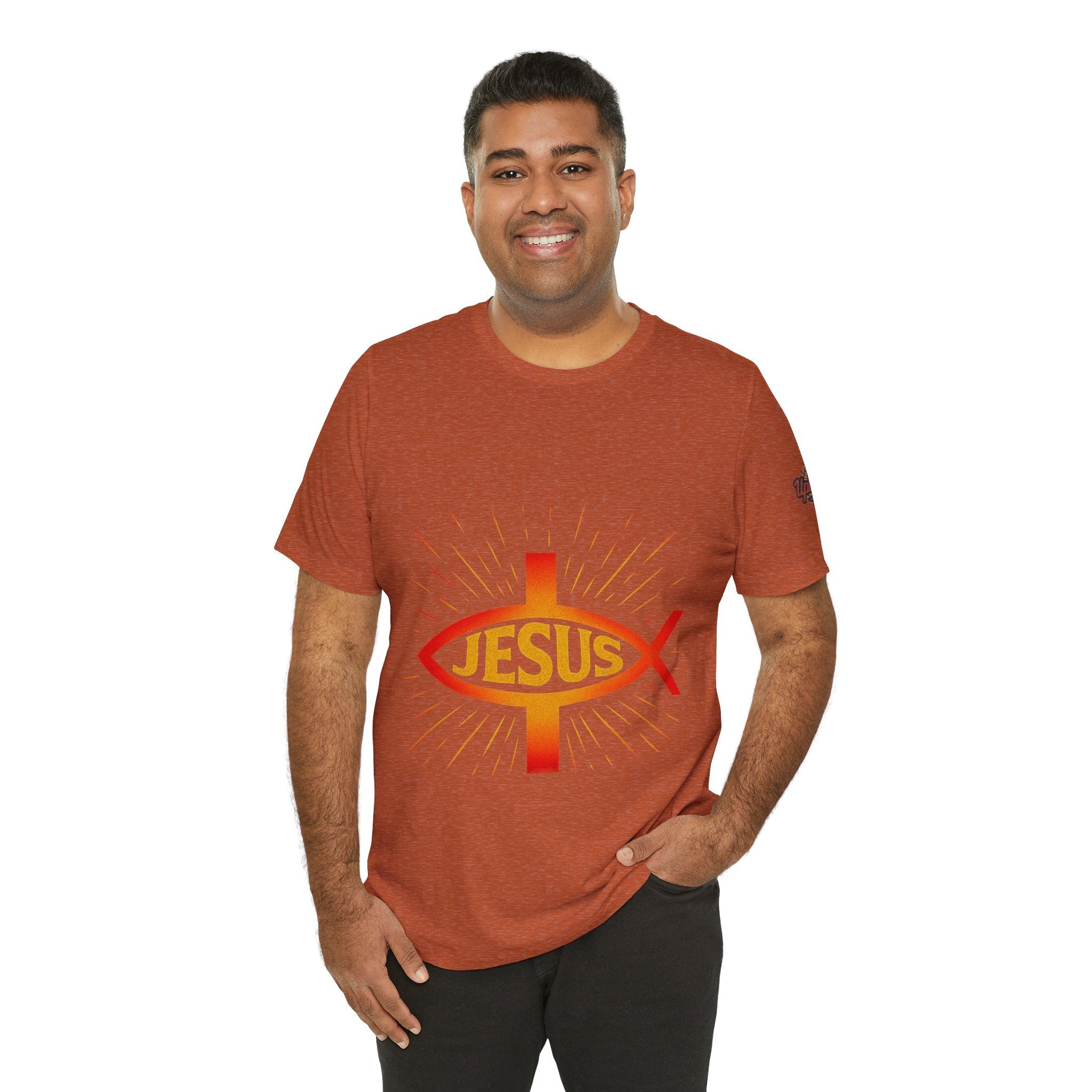 Jesus Ichthys T-shirt – Christian Fish Symbol with Cross & Jesus Inscription T-shirt for Eternal Faith & Streetwear Printify