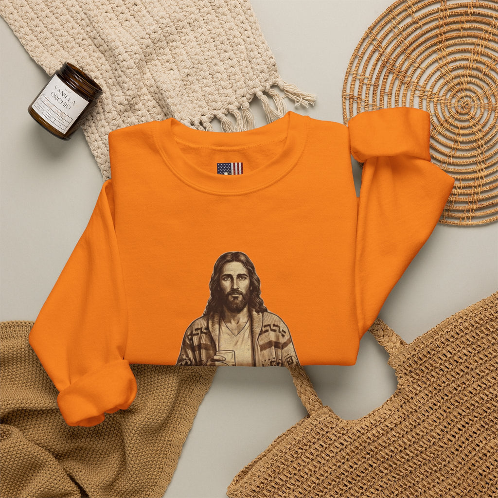 Abide Jesus Sweatshirt — Vintage 'The Dude' Religious Graphic Sweatshirt Printify