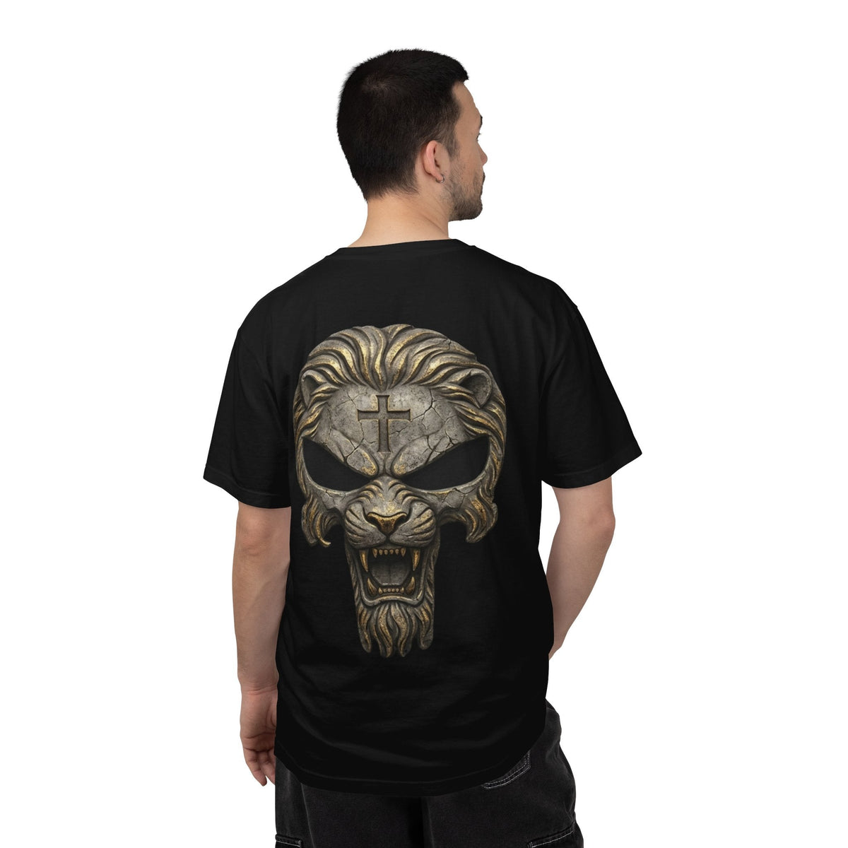 Lion of Judah Skull Christian T-shirt - Warrior Faith Cross T-shirt Printify