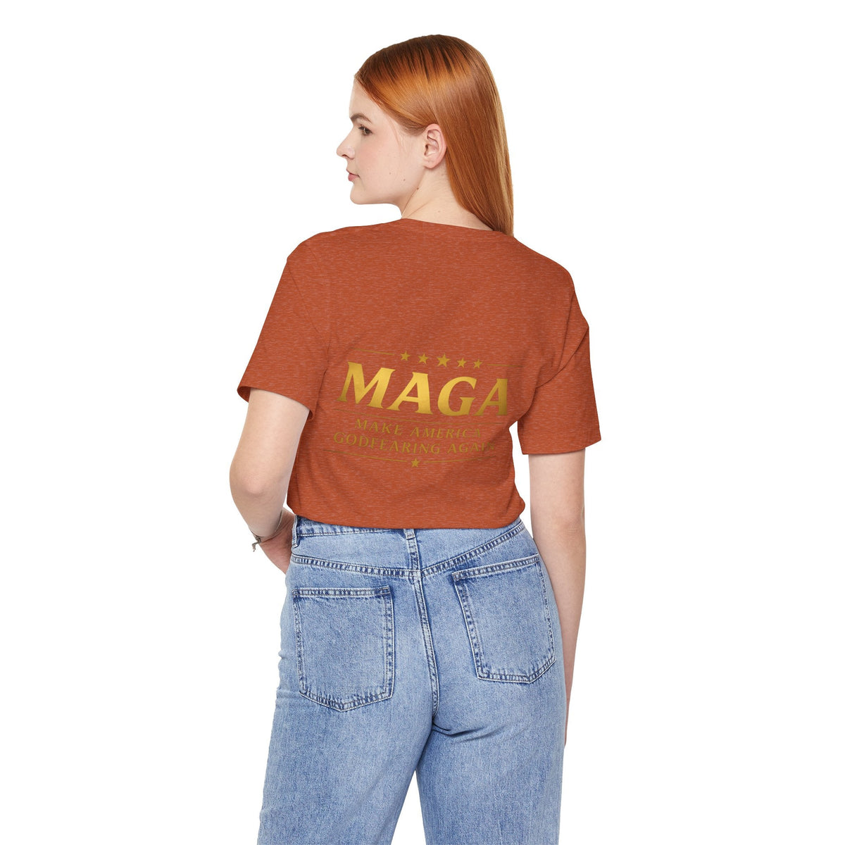 MAGA Gold Letter T-Shirt — "Make America Great Again" Printify
