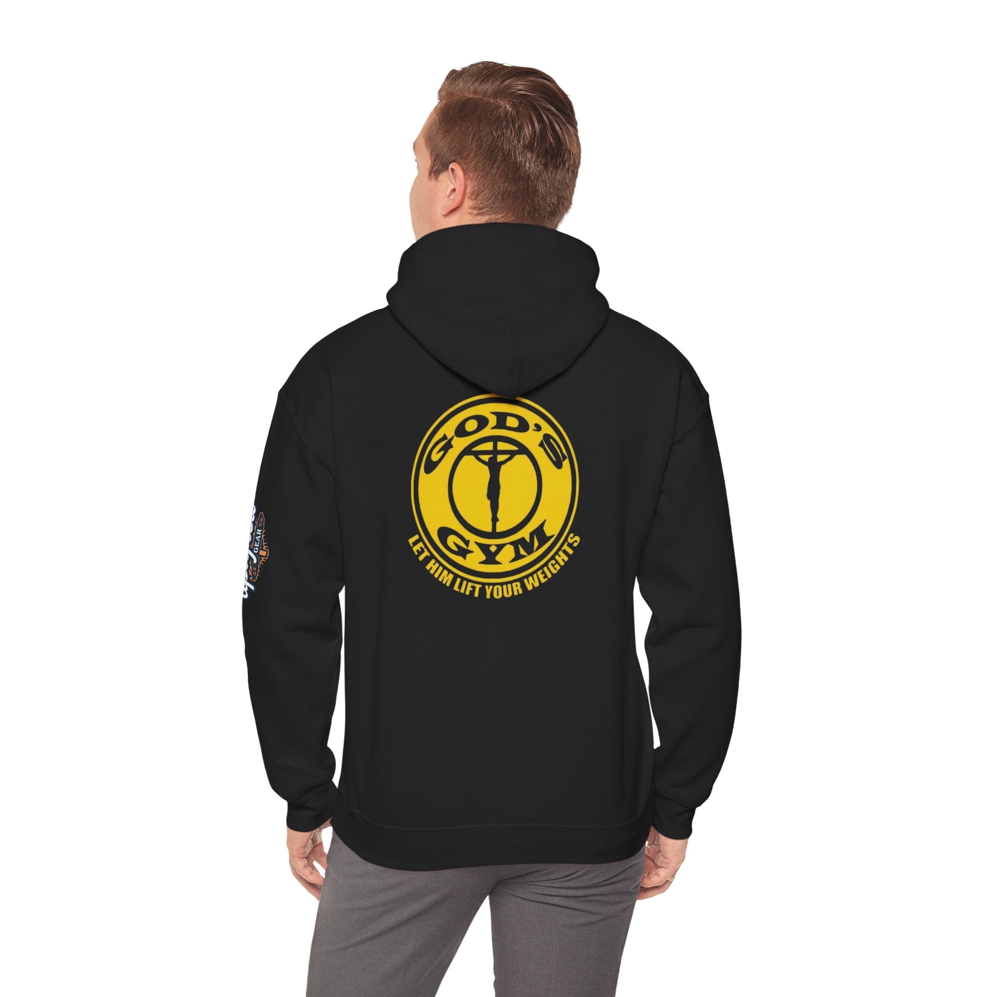 God's Gym Hoodie — "Let Him Lift Your Weights" Christian Fitness Hoodie Printify