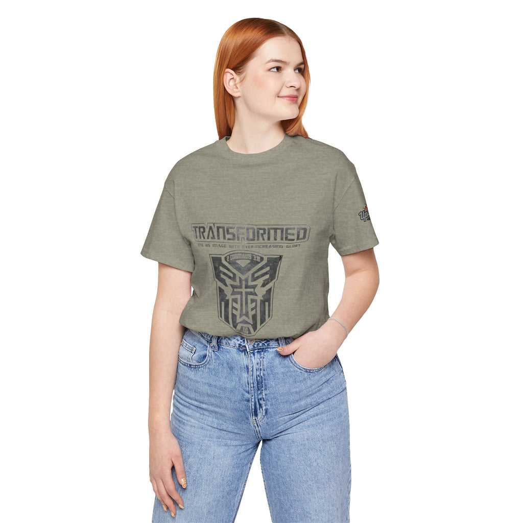 Transformer Logo Christian T-shirt | 2 Corinthians 3:18 Bible Verse T-shirt Printify