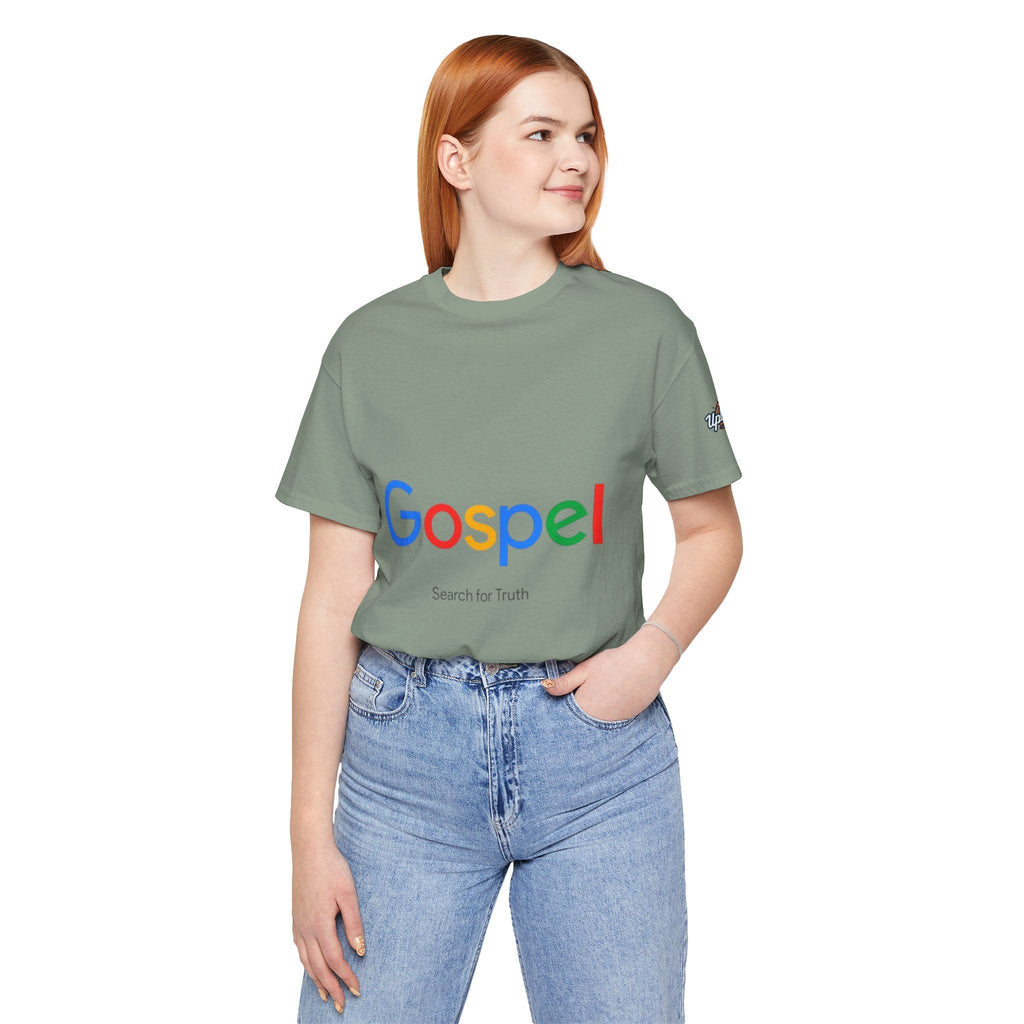 Gospel Graphic Tee — "Gospel" Colorful Logo Christian T-Shirt Printify