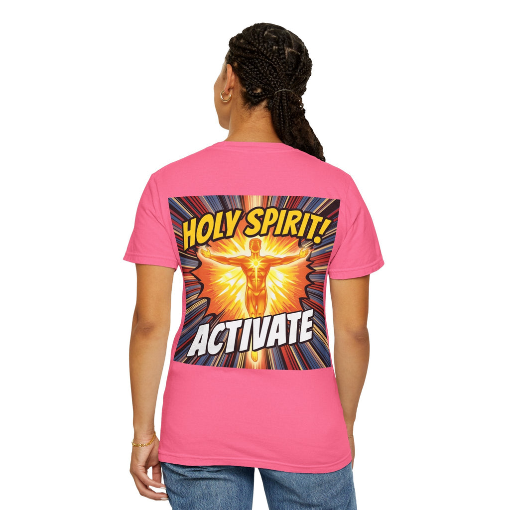 Holy Spirit Activate T-shirt – Superhero Christian T-shirt with Vibrant Power-Up Design for Faith-Fueled Boldness Printify