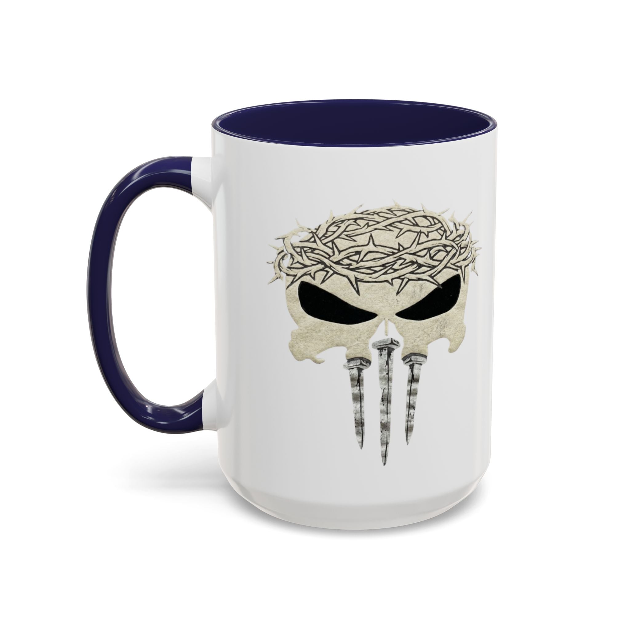 Christian Skull Coffee Mug — Crown of Thorns “Warrior Faith” (11/15 oz) Printify