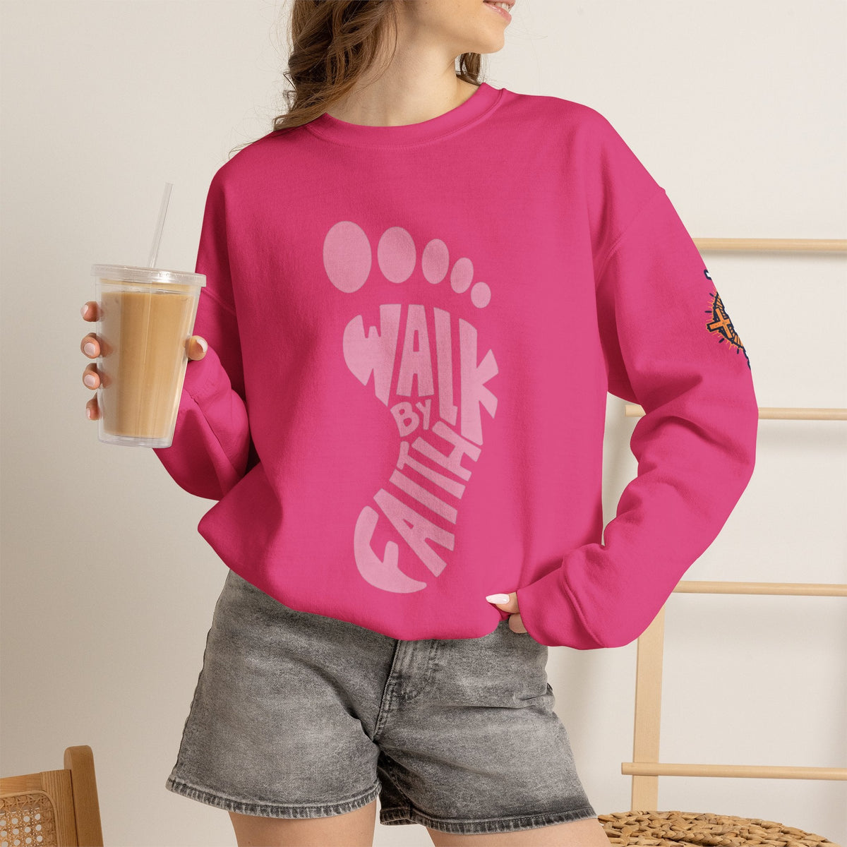 Walk By Faith Footprint Sweatshirt Printify