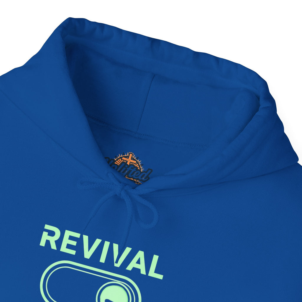 🔥 Revival Mode: ON – Christian Techwear Hoodie | Glowing Green Faith Switch | Futuristic Jesus Shirt | Activate Your Spiritual Awakening | Uplifted Gear Printify