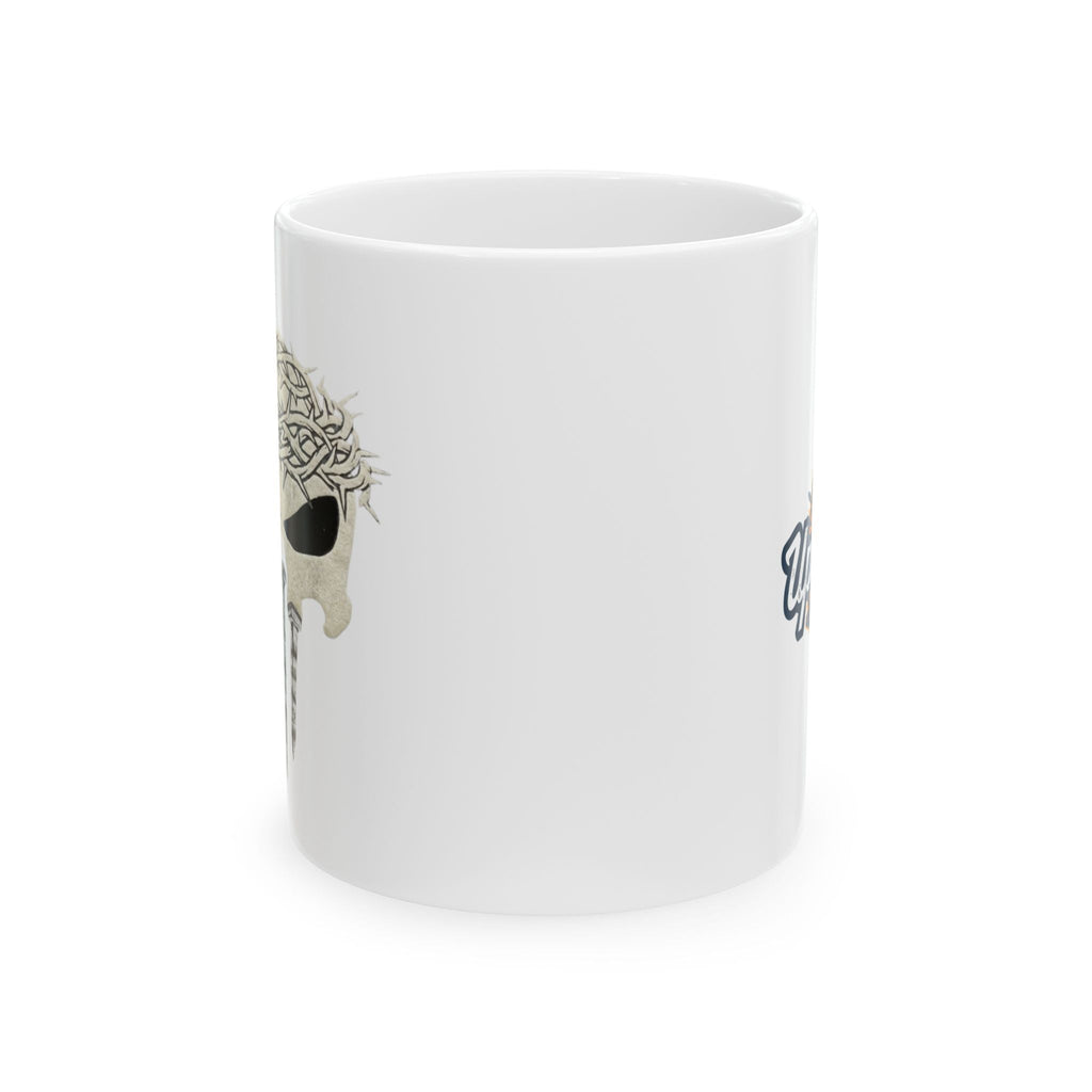Christian Skull Coffee Mug — Crown of Thorns “Warrior Faith” (11/15 oz) Printify