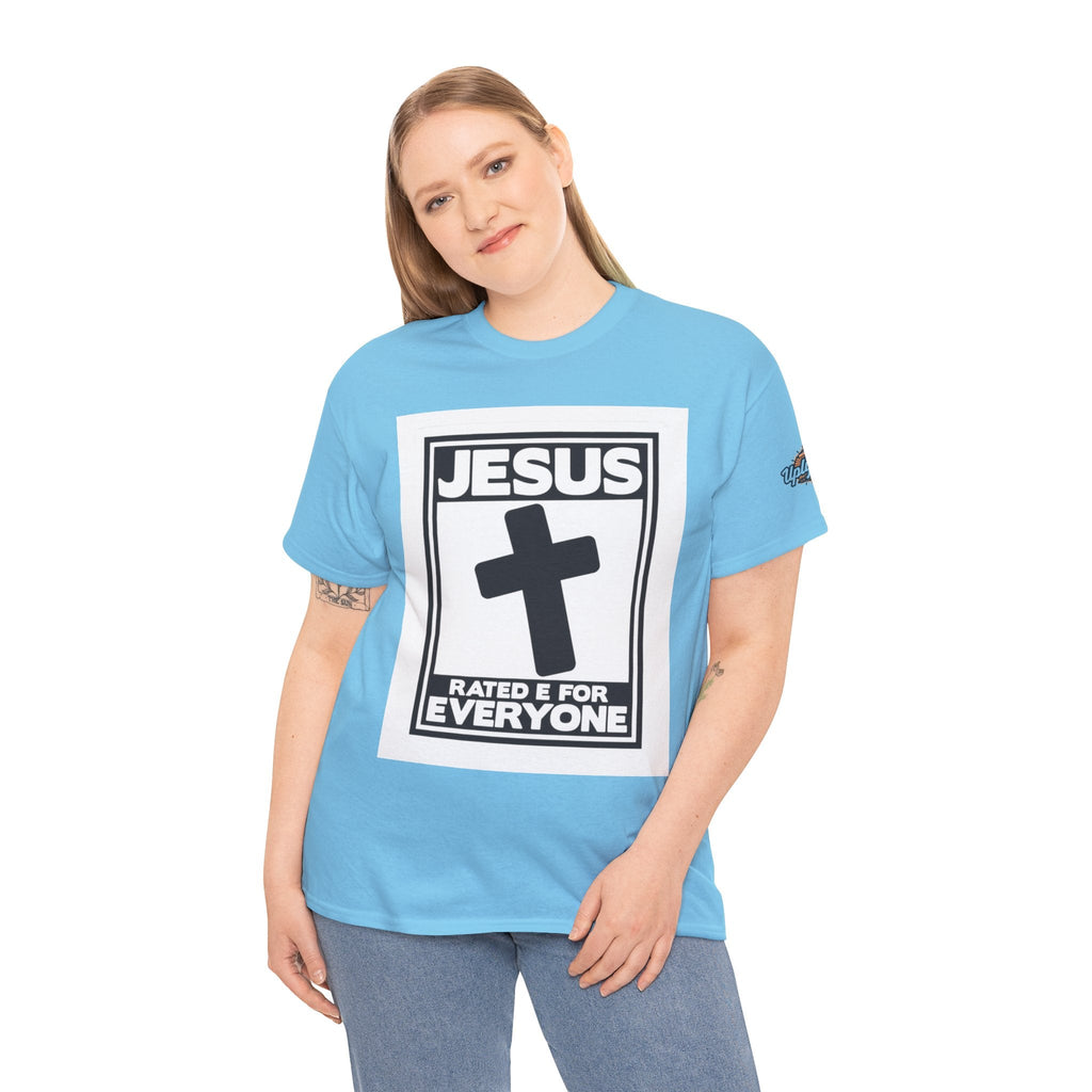 Jesus, Rated E for Everyone T-shirt - Gamer Faith T-shirt - Christian Video Game Parody Printify