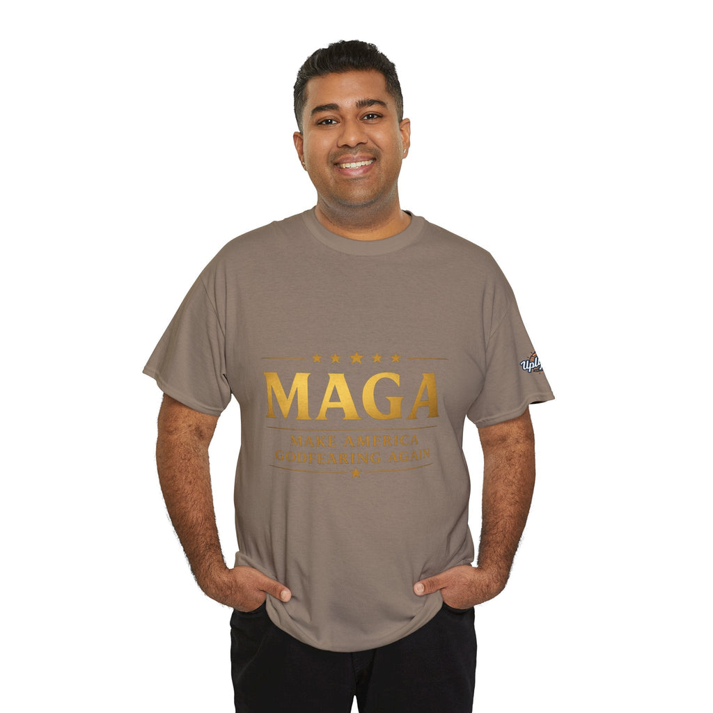 MAGA Gold Letter T-Shirt — "Make America Great Again" Printify