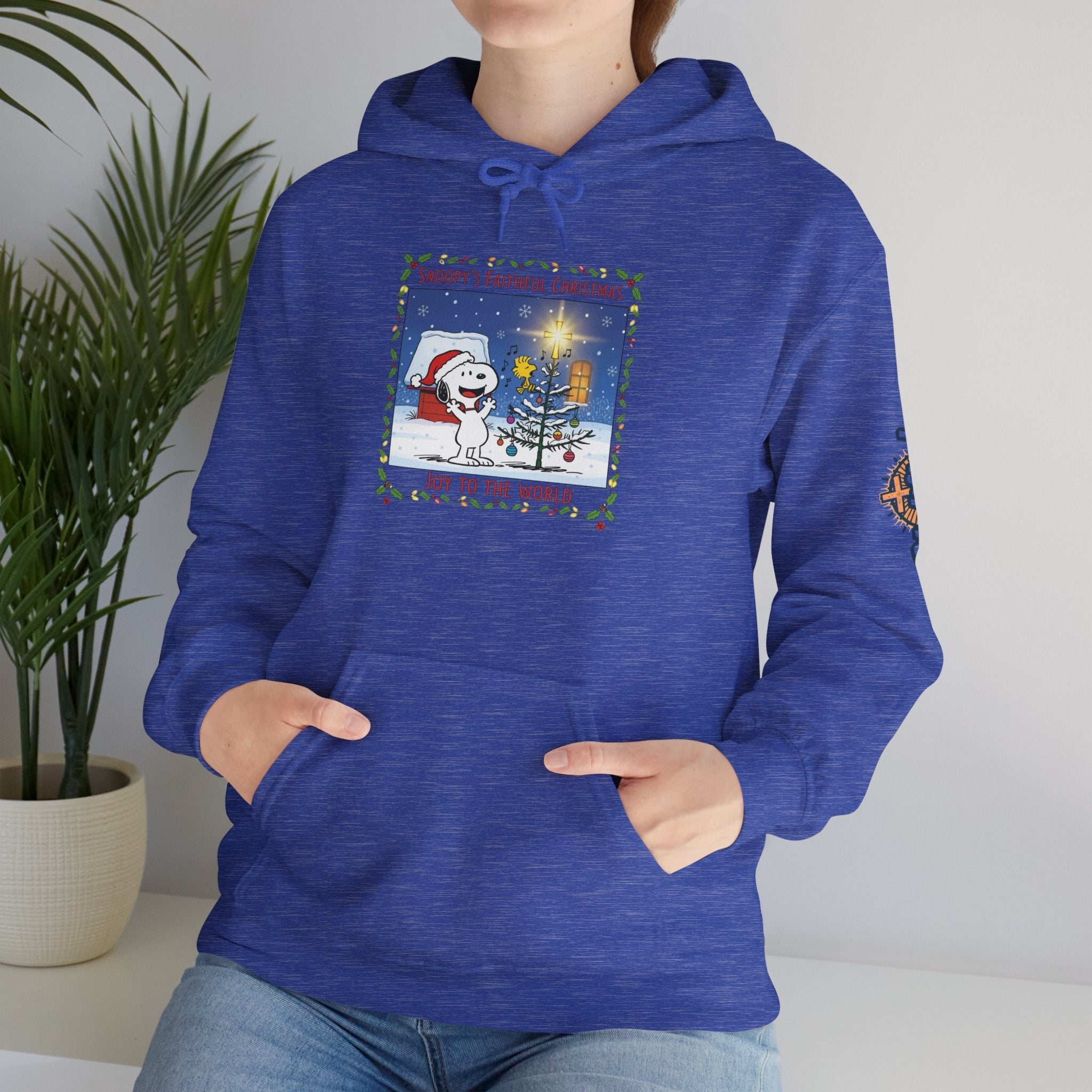 🎄 Faithful Christmas Friends – Christian Holiday Hoodie | Festive Tree & Cartoon Duo | Heartwarming Christmas Tee by Uplifted Gear Printify