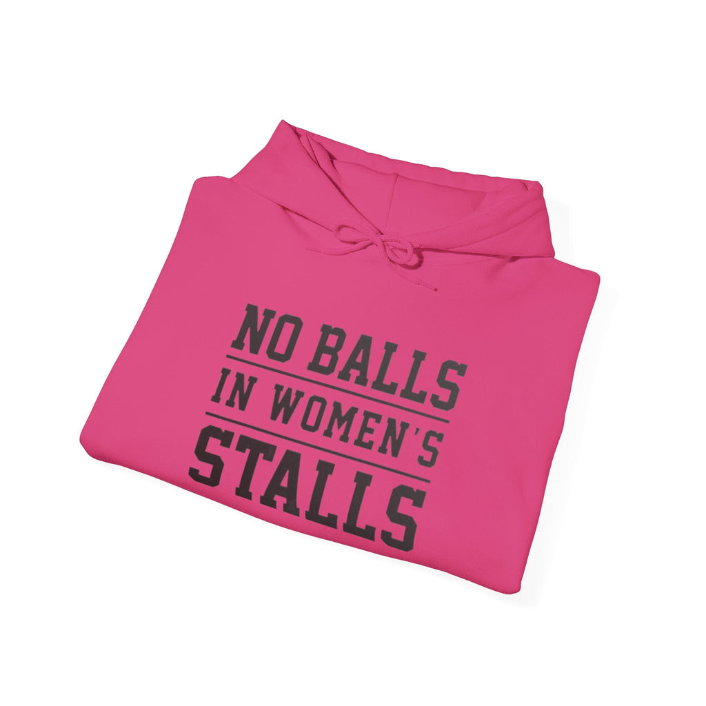 "No Balls in Women's Stalls" Statement Hoodie — Protest Sweatshirt Printify