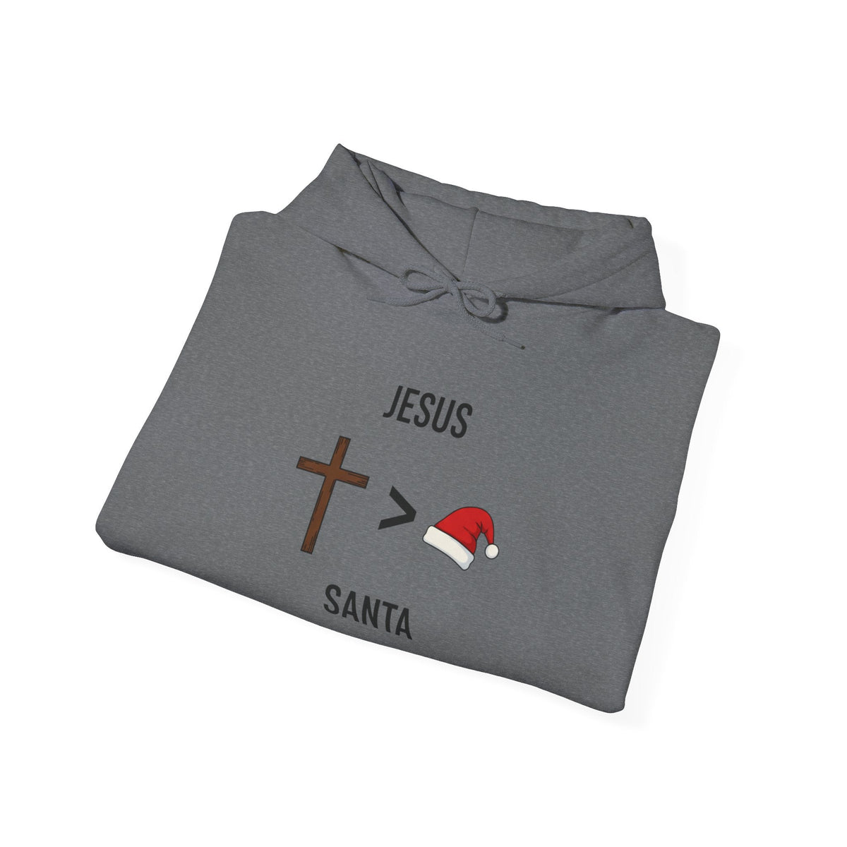 🎄 Jesus > Santa – Minimalist Christian Christmas Hoodie | Bold Faith Over Holiday Tee | Cross vs Santa Hat Design | Uplifted Gear Printify