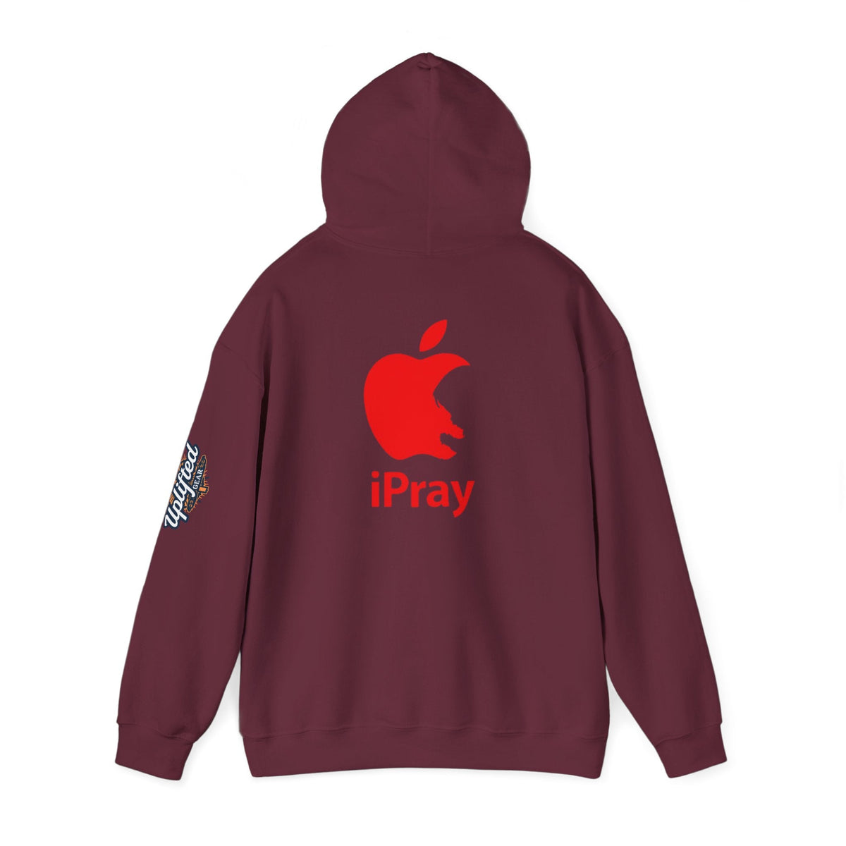 iPray Apple Logo Hoodie — Funny Christian Hoodie (Minimal Red Apple Graphic) Printify