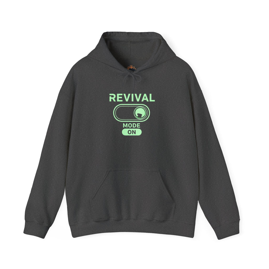 🔥 Revival Mode: ON – Christian Techwear Hoodie | Glowing Green Faith Switch | Futuristic Jesus Shirt | Activate Your Spiritual Awakening | Uplifted Gear Printify