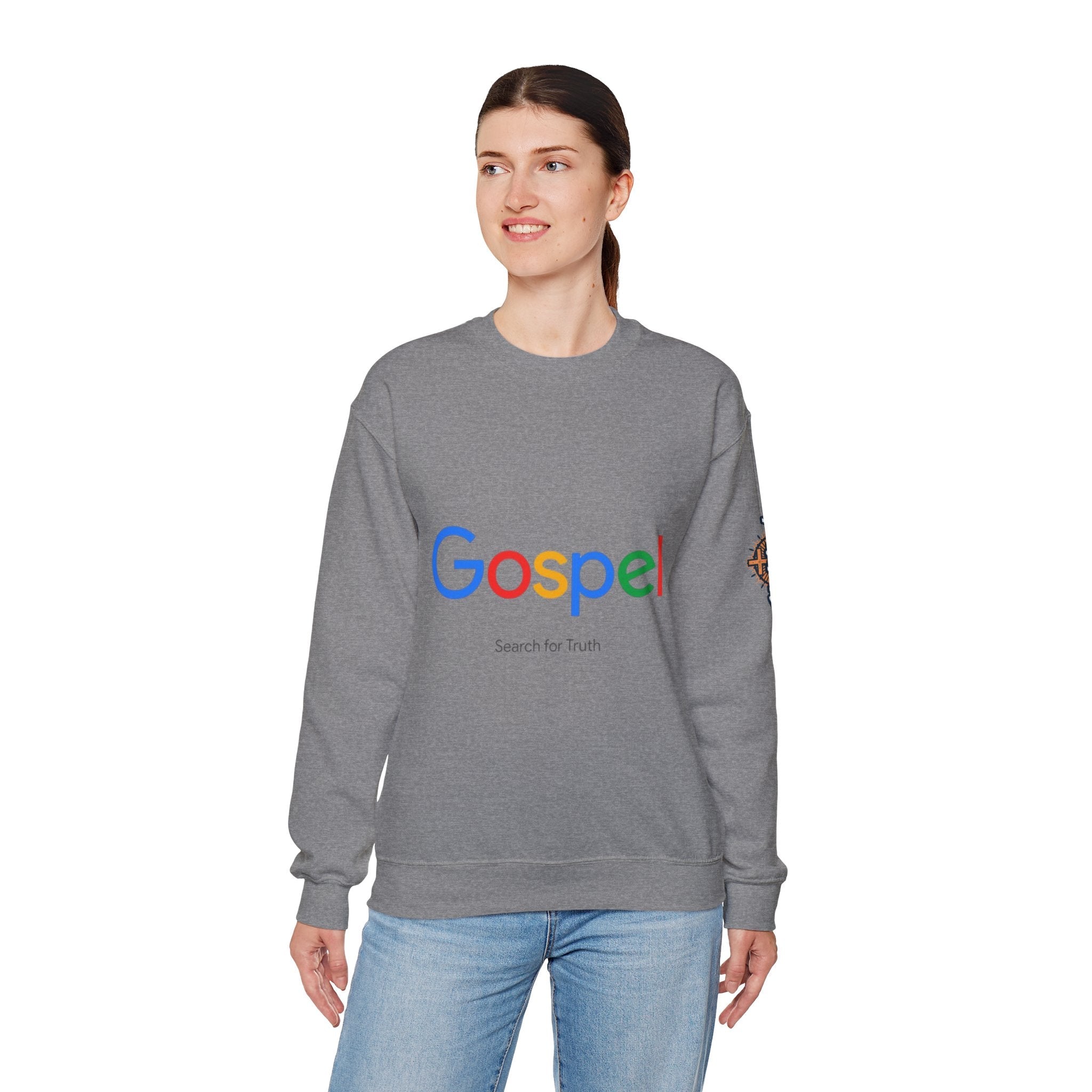 Gospel Graphic Sweatshirt — "Gospel" Colorful Logo Christian Sweatshirt Printify