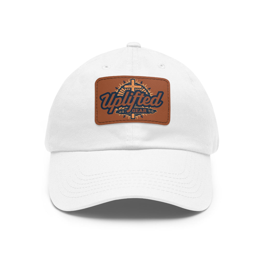 Uplifted Gear Leather Patch Dad Hat — Vintage Aviation Logo Cap Printify