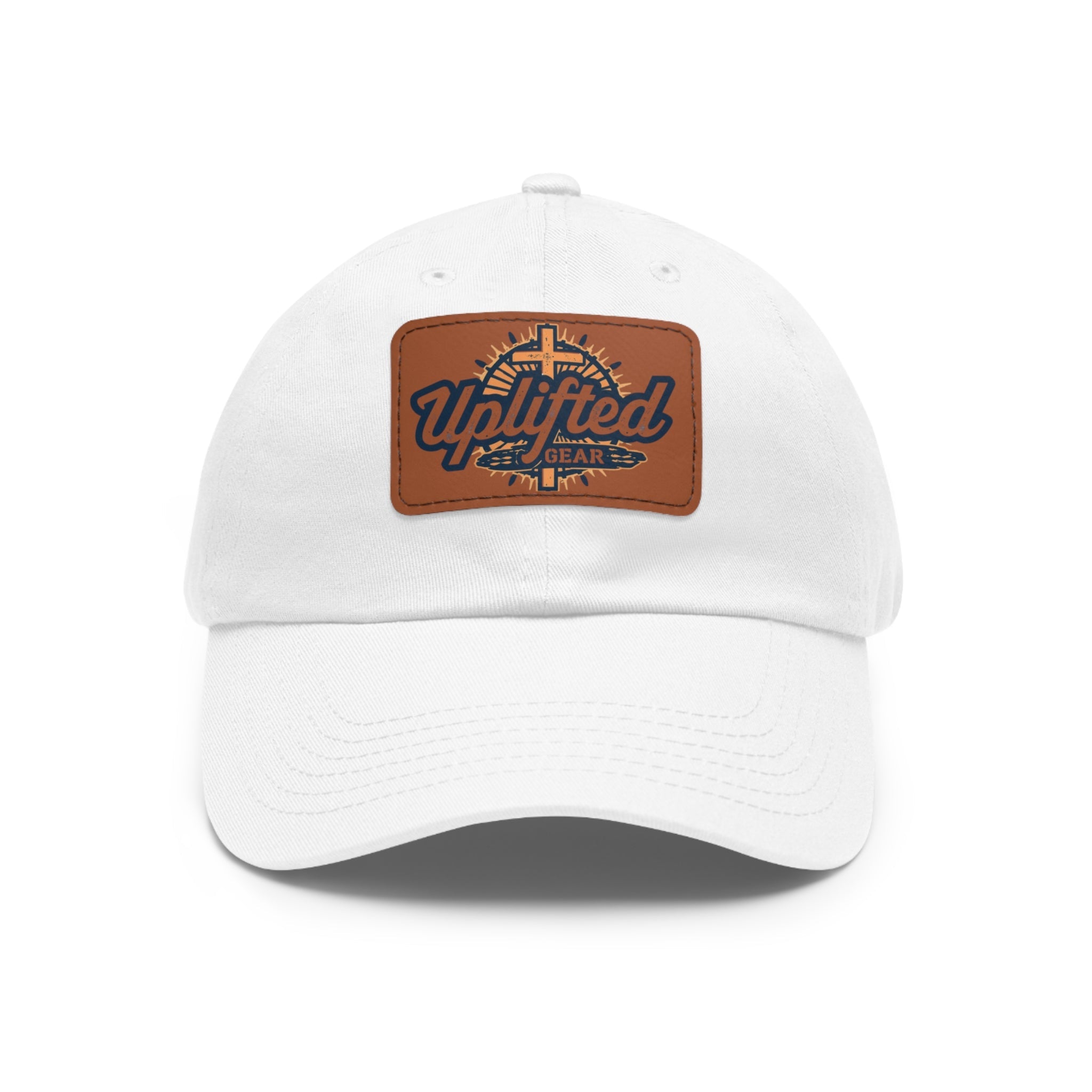 Uplifted Gear Leather Patch Dad Hat — Vintage Aviation Logo Cap Printify