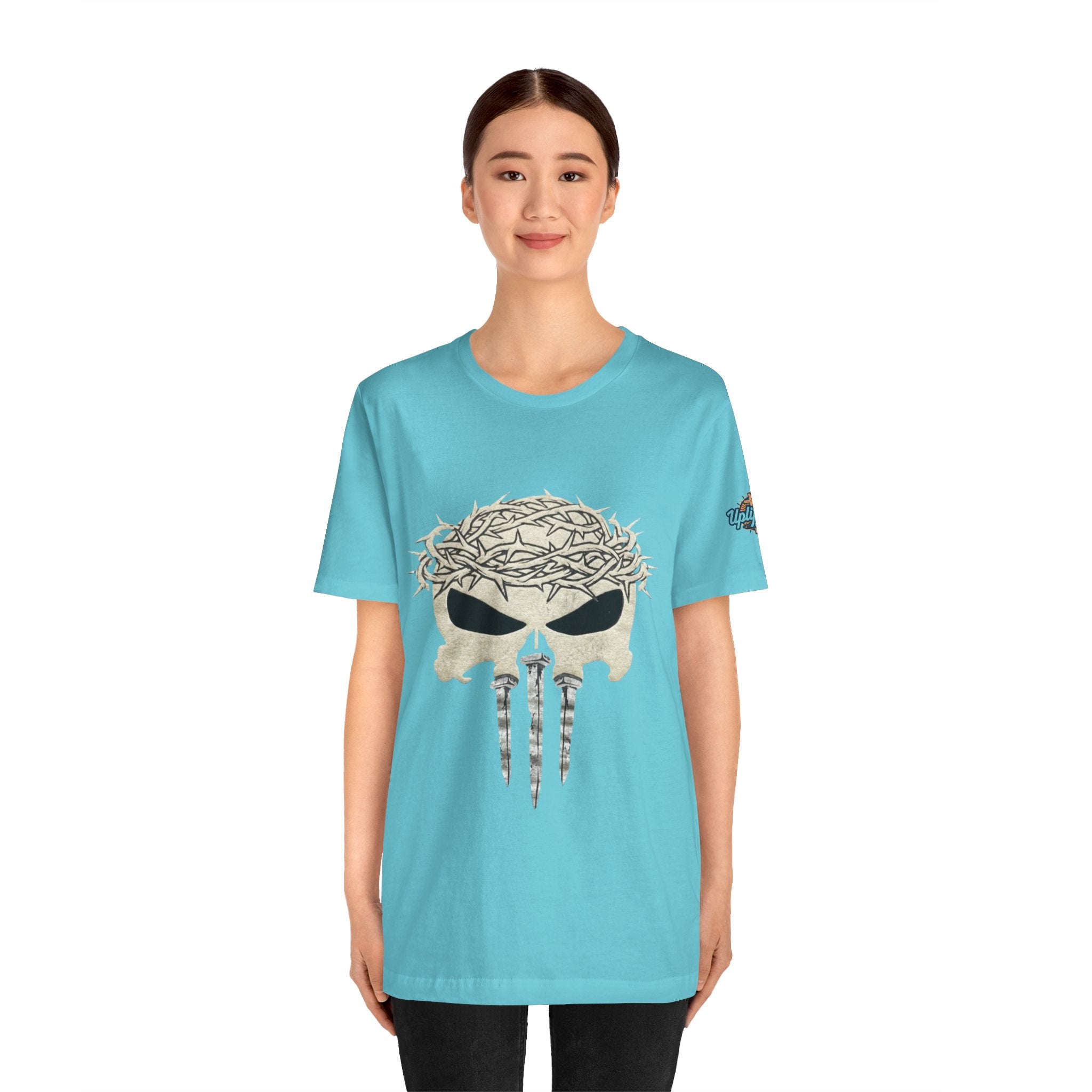 Christian Skull T-shirt - Crown of Thorns & Nails - Warrior Faith T-shirt Printify