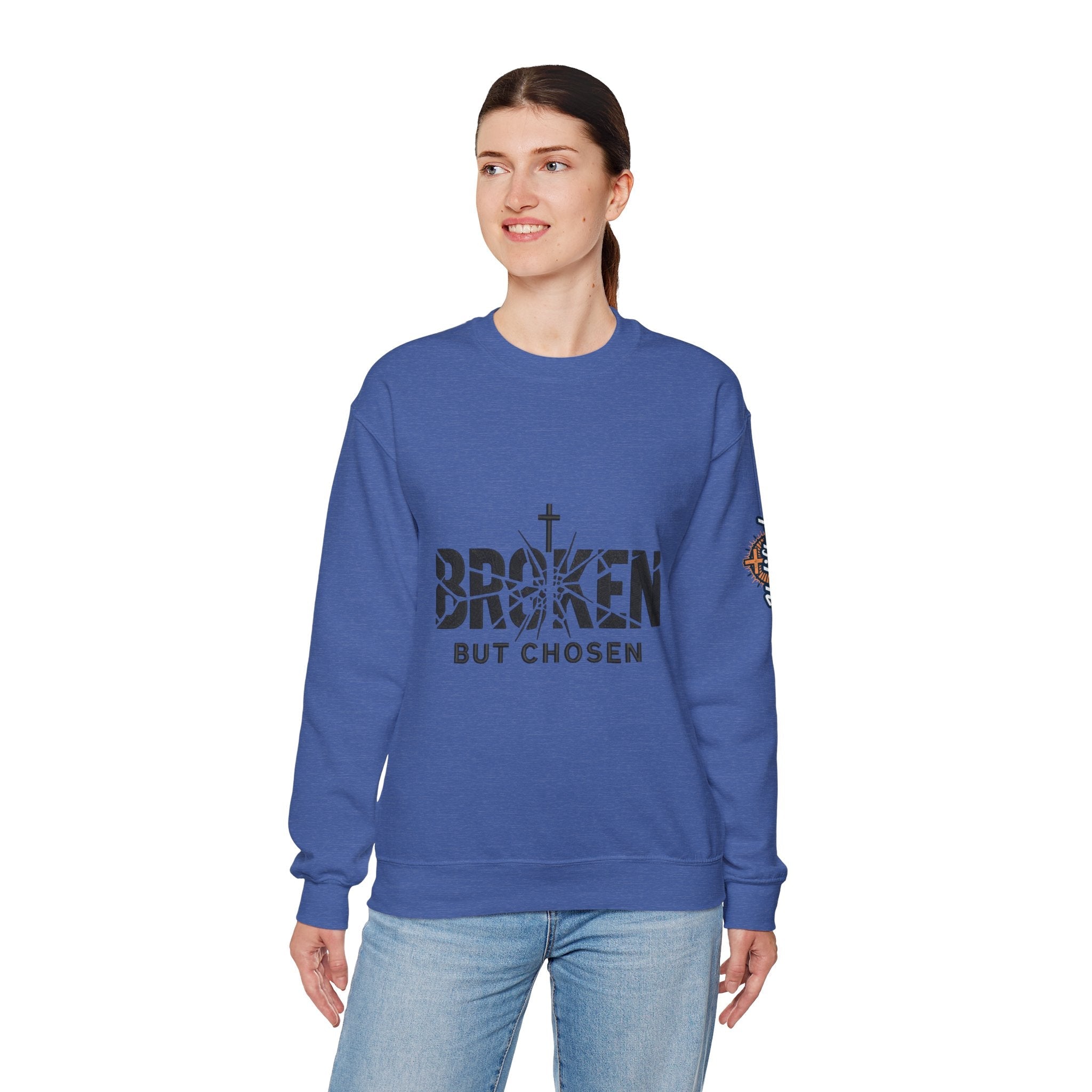 Broken But Chosen Crewneck Sweatshirt Printify