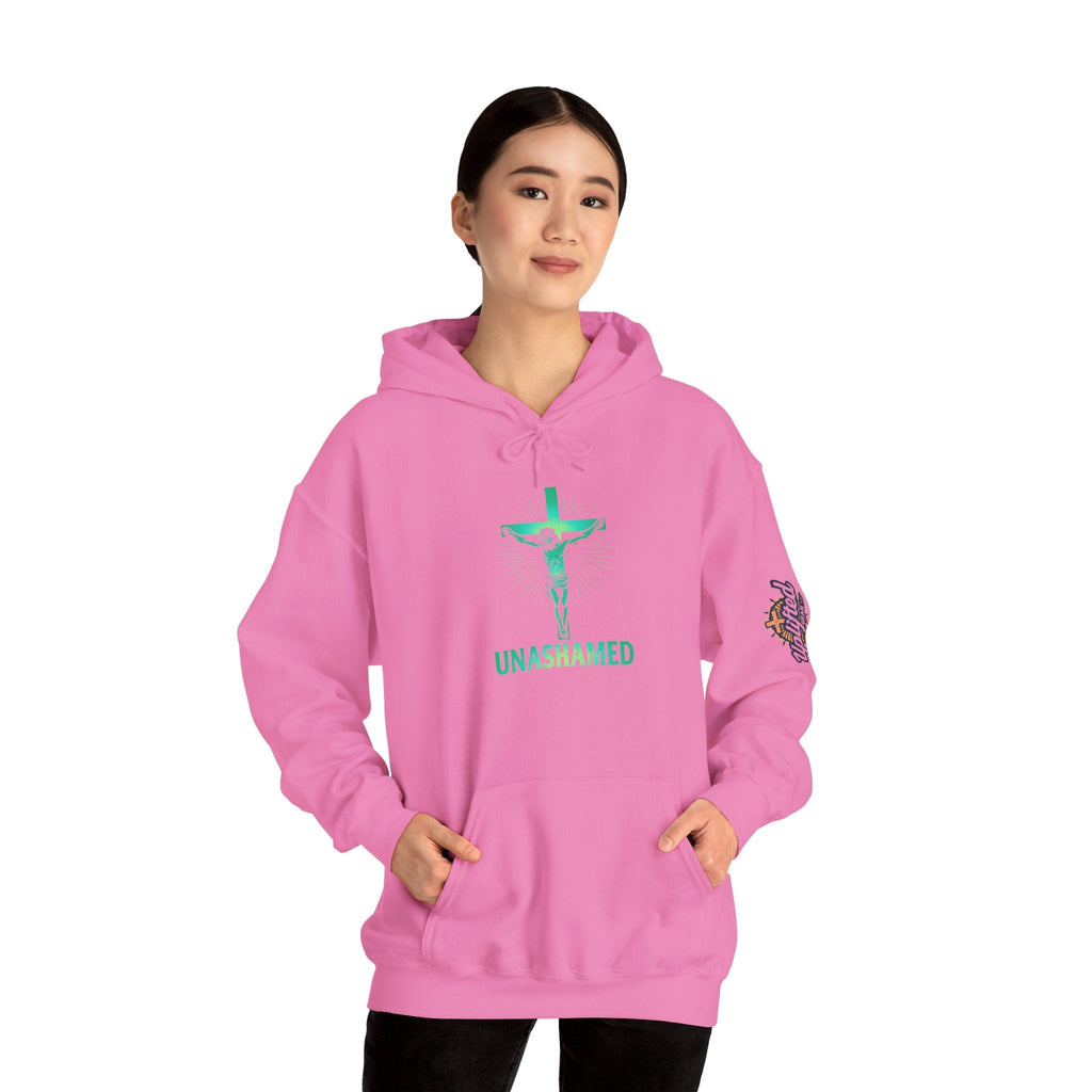 Unashamed Hoodie – Romans 1:16 Crucifixion Christian Hoodie for Bold Unwavering Faith Printify