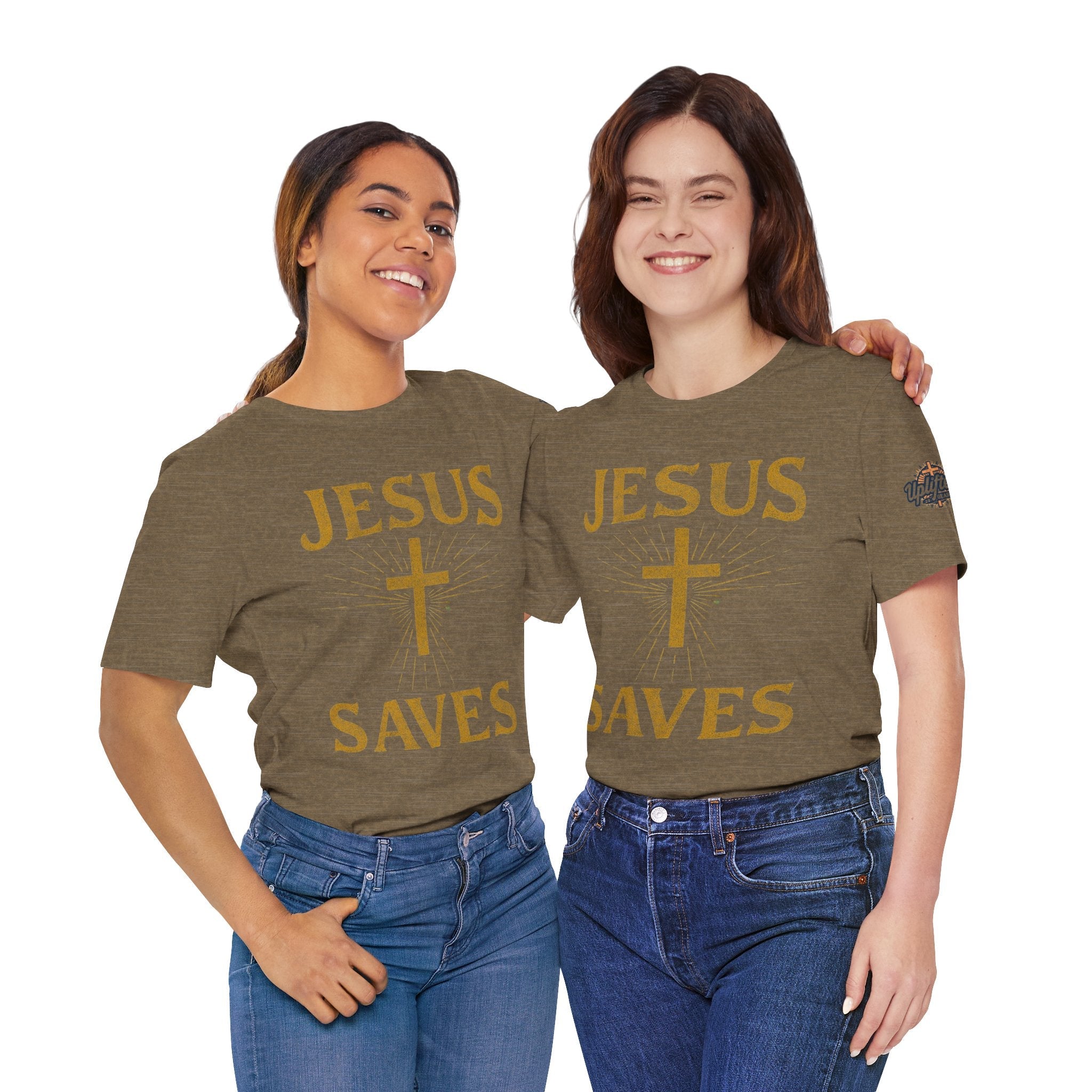 Jesus Saves T-shirt – Radiant Cross & Rays of Light Christian T-shirt for Eternal Hope & Faith Printify
