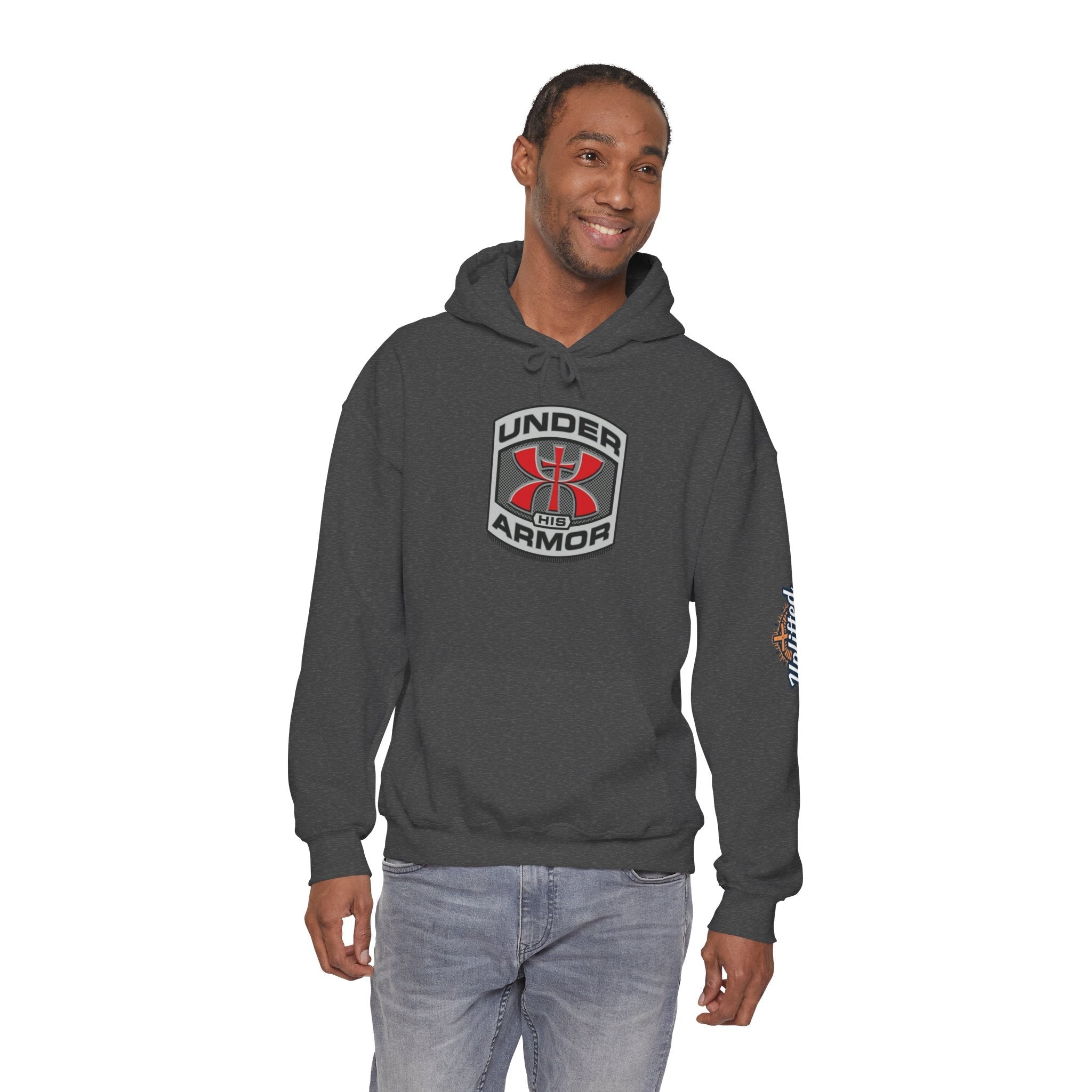 Under Armor Logo Hoodie — Black Athletic Pullover Printify