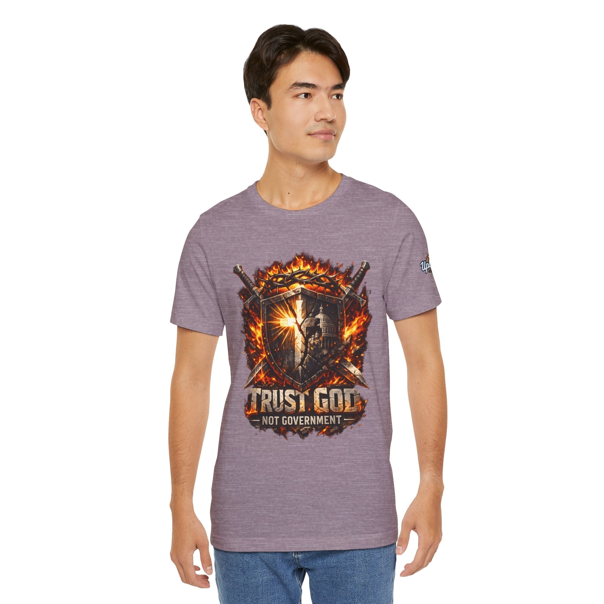 Trust God Not Government Shield Tee — Patriotic Christian Faith T-Shirt Printify