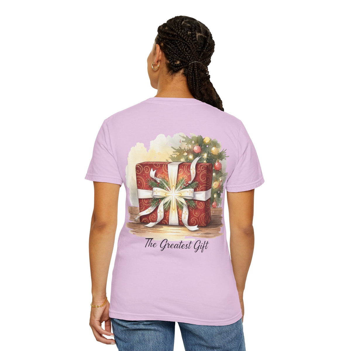 The Greatest Gift T-shirt – Cross Bow Present Christian T-shirt for Christmas Salvation & Eternal Faith Printify