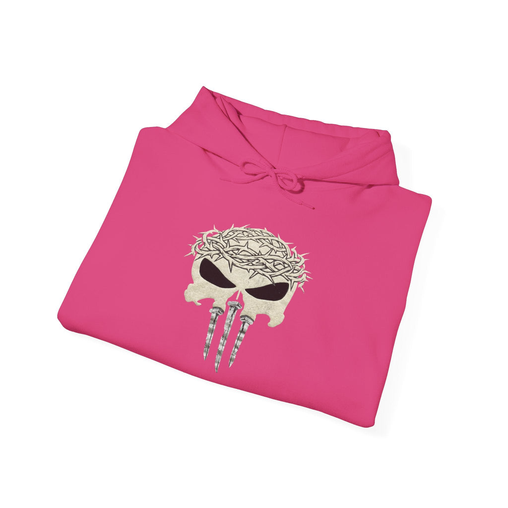 Christian Skull Hoodie - Crown of Thorns & Nails - Warrior Faith Hoodie Printify