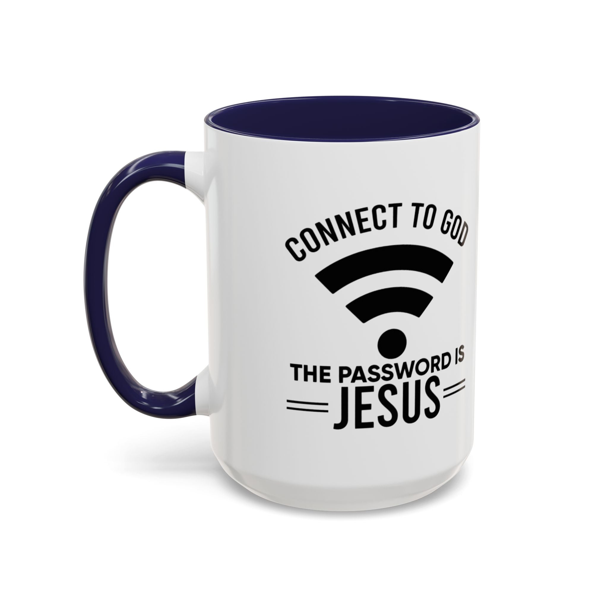Connect to God Coffee Mug — "WIFI Password is Jesus" Funny Christian Faith Mug Printify