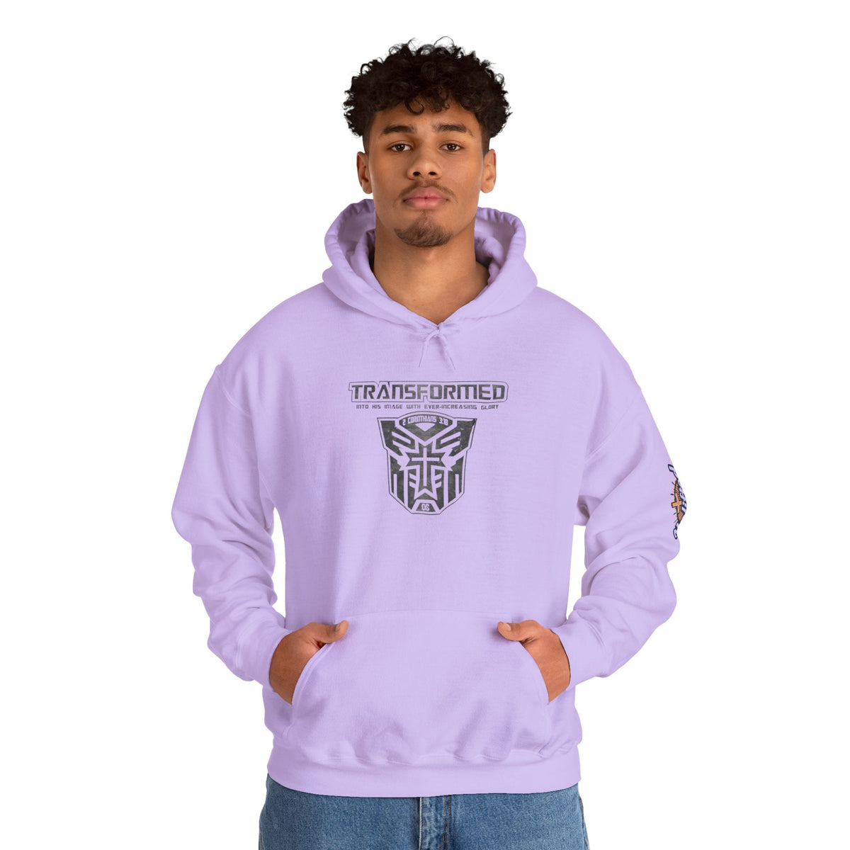 Transformer Logo Christian Hoodie | 2 Corinthians 3:18 Bible Verse Hoodie Printify