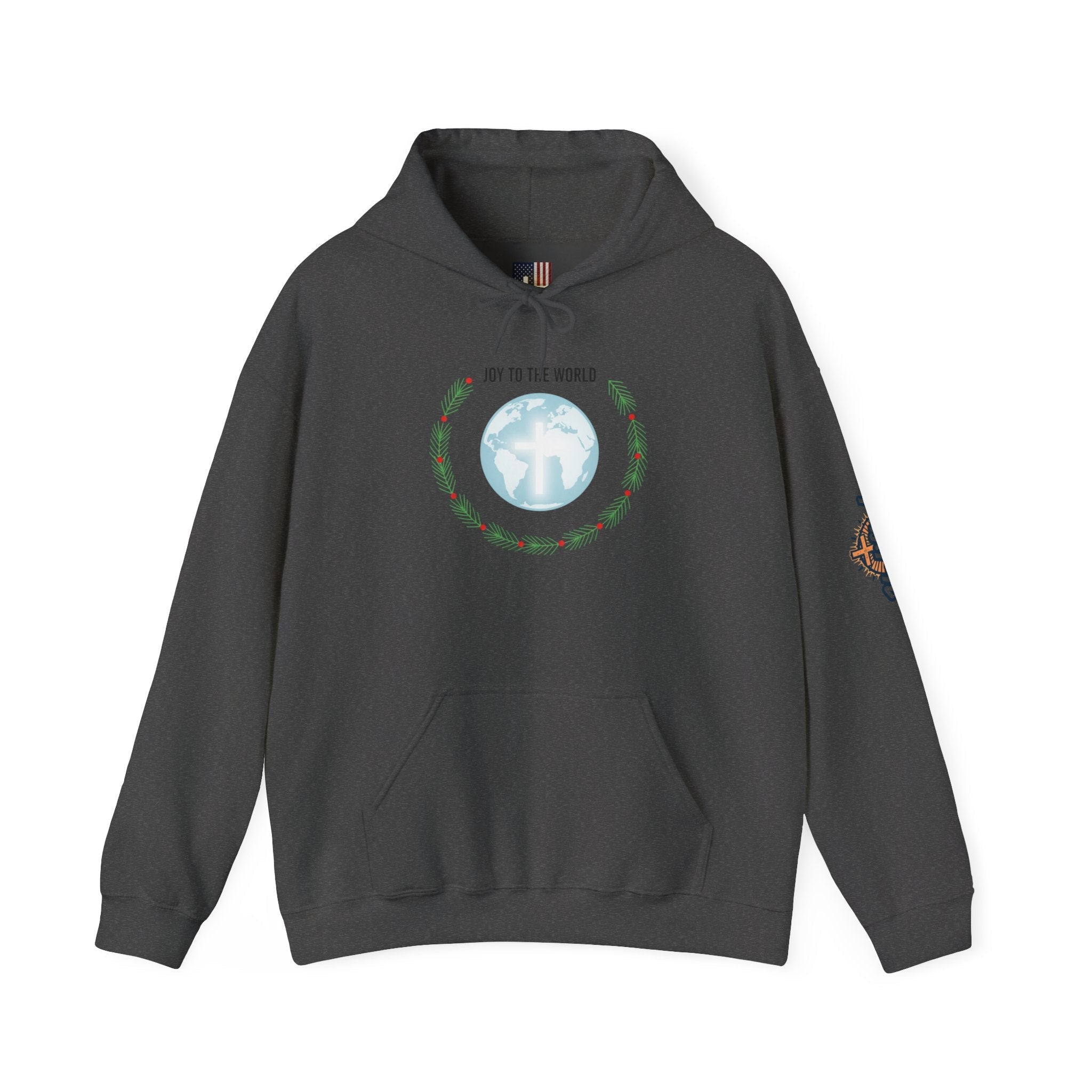 Joy to the World Hoodie – Wreath Earth Nativity Christian Christmas Sweatshirt for Isaiah 9:6 Holiday Faith & Festive Joy Printify