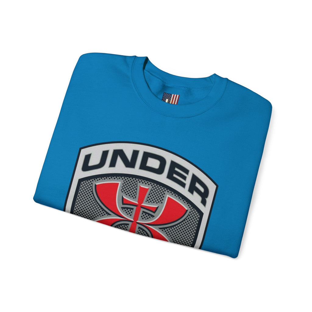 Under His Armor Crewneck Sweatshirt — Christian Faith Graphic Pullover Printify