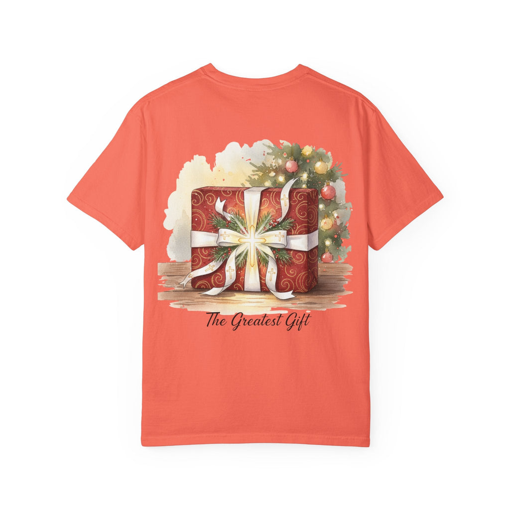 The Greatest Gift T-shirt – Cross Bow Present Christian T-shirt for Christmas Salvation & Eternal Faith Printify