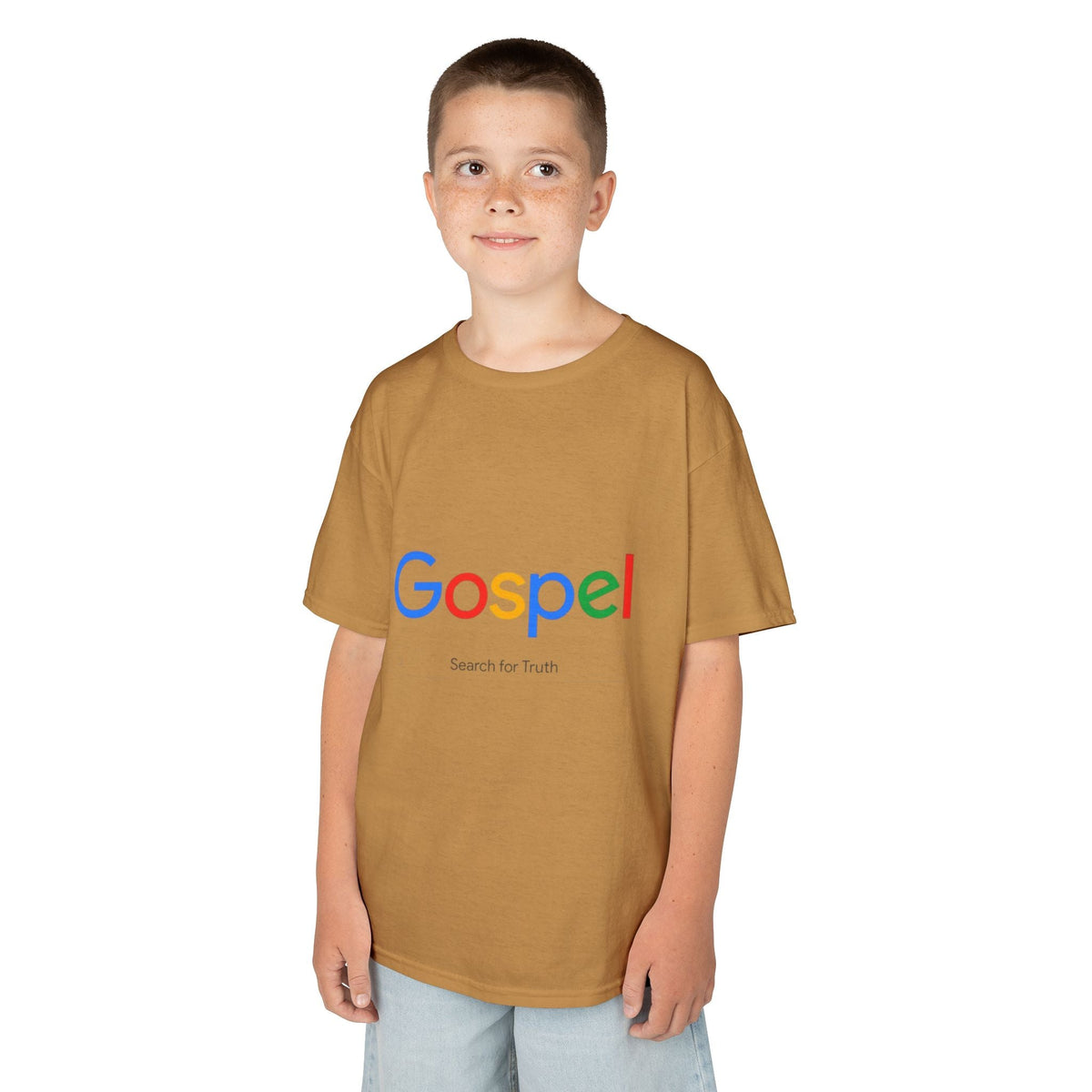 Kids Tee — "Gospel" Colorful Search-Style Logo Printify