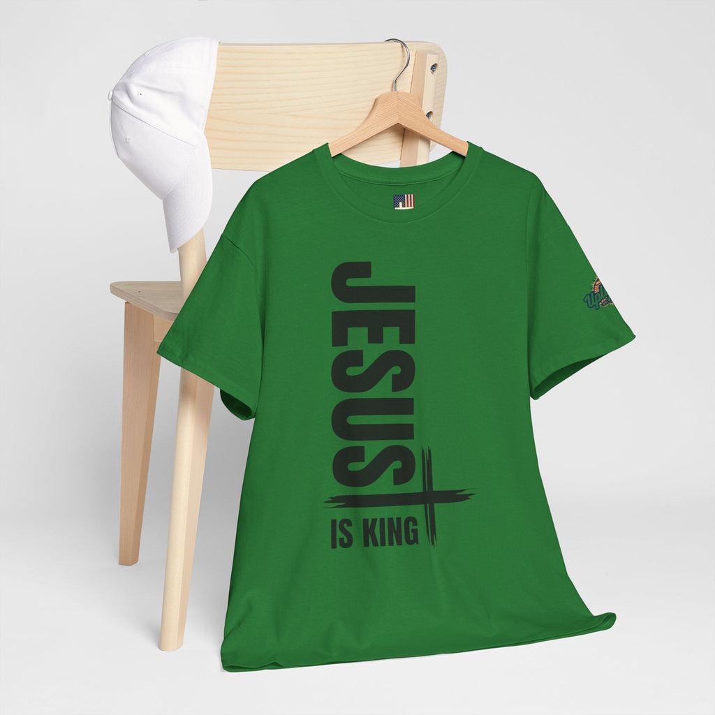 Jesus Is King T-shirt | Modern Typographic Cross Christian T-shirt Printify