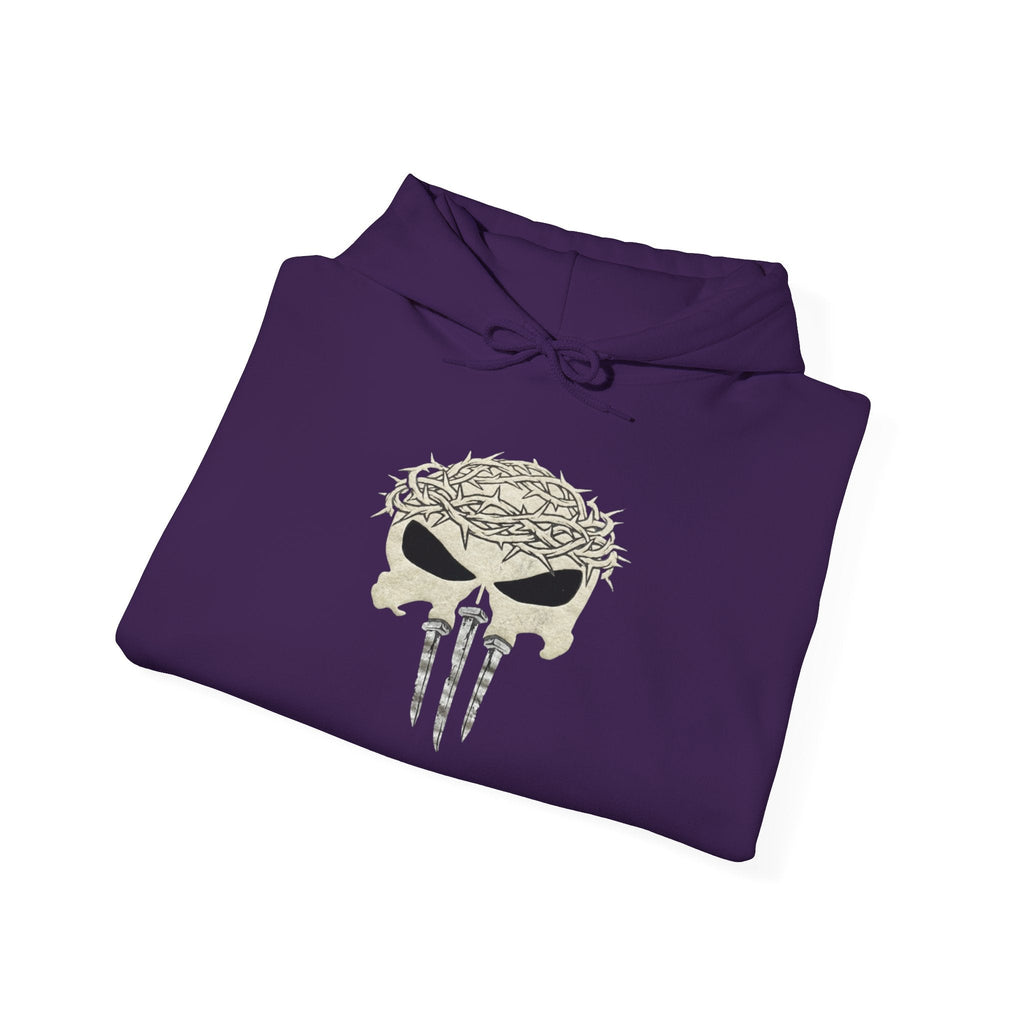 Christian Skull Hoodie - Crown of Thorns & Nails - Warrior Faith Hoodie Printify