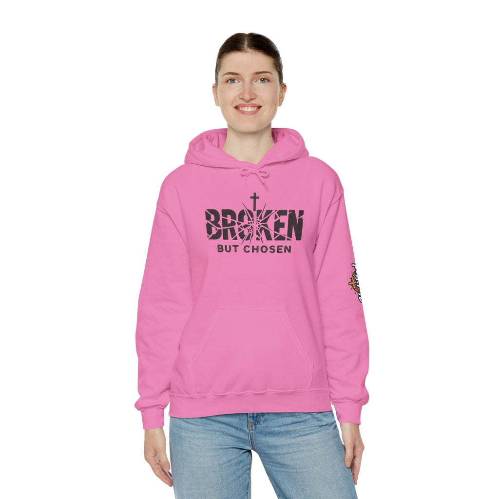 Broken But Chosen Hoodie — Christian Faith Graphic Sweatshirt Printify