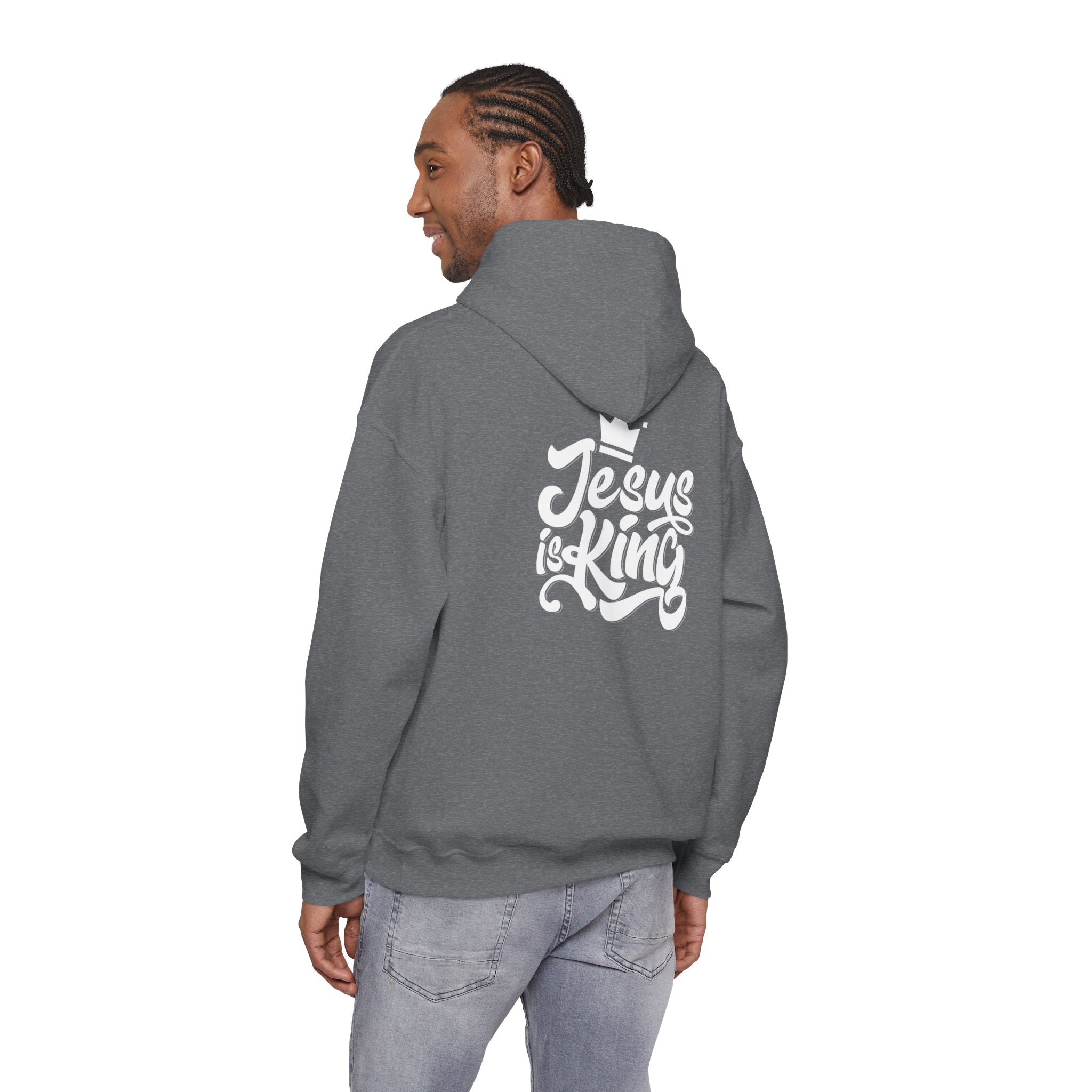 Jesus is King Hoodie – Bold Crown & Cross Christian Sweatshirt for Eternal Reign & Cozy Faith Printify