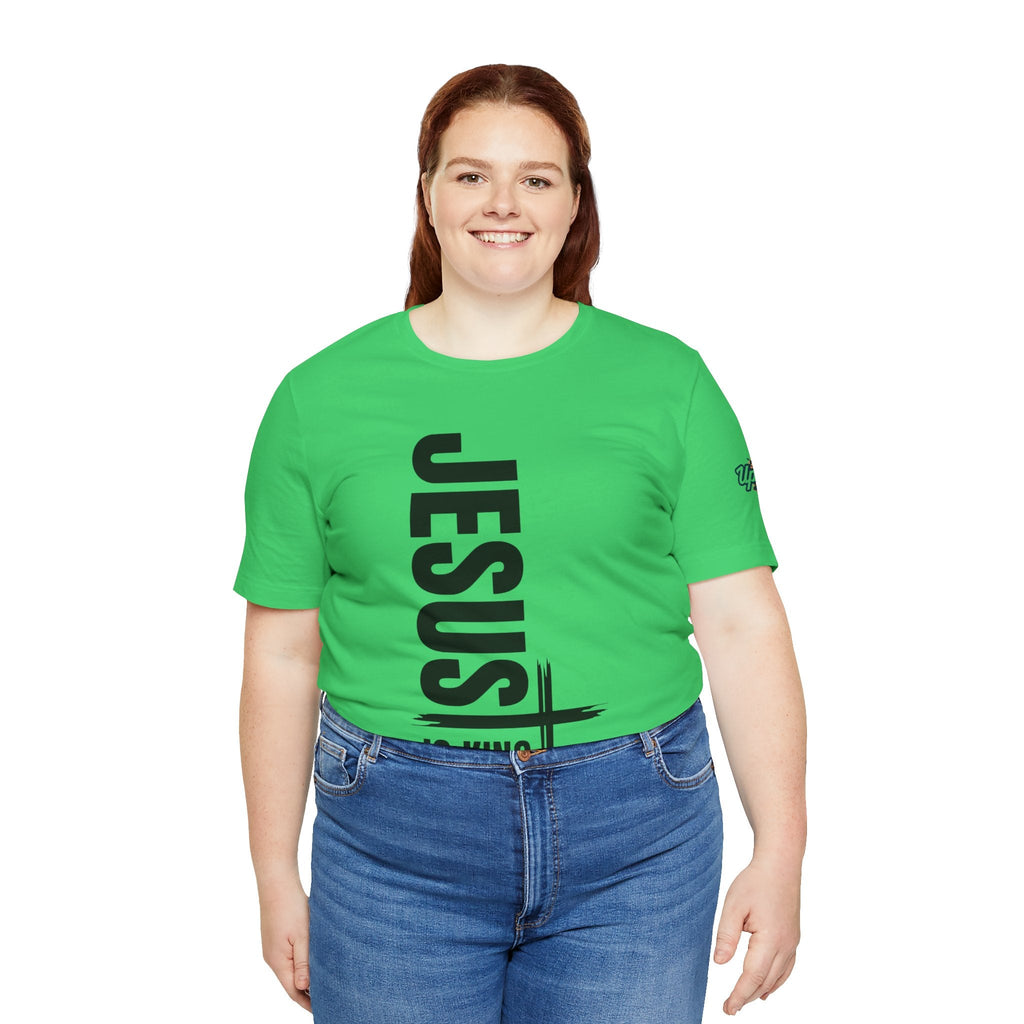 Jesus Is King T-shirt | Modern Typographic Cross Christian T-shirt Printify